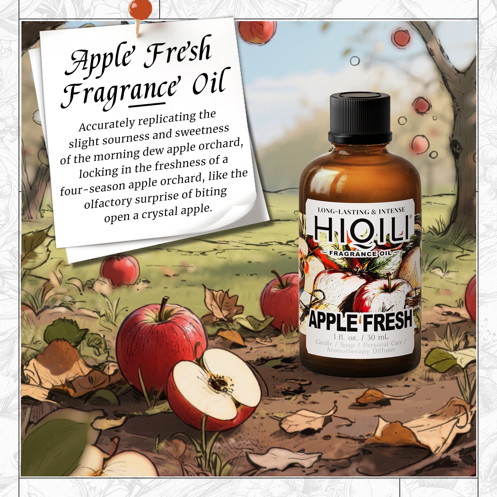 HIQILI fragancia de manzana para velas, aroma afrutado que perdura