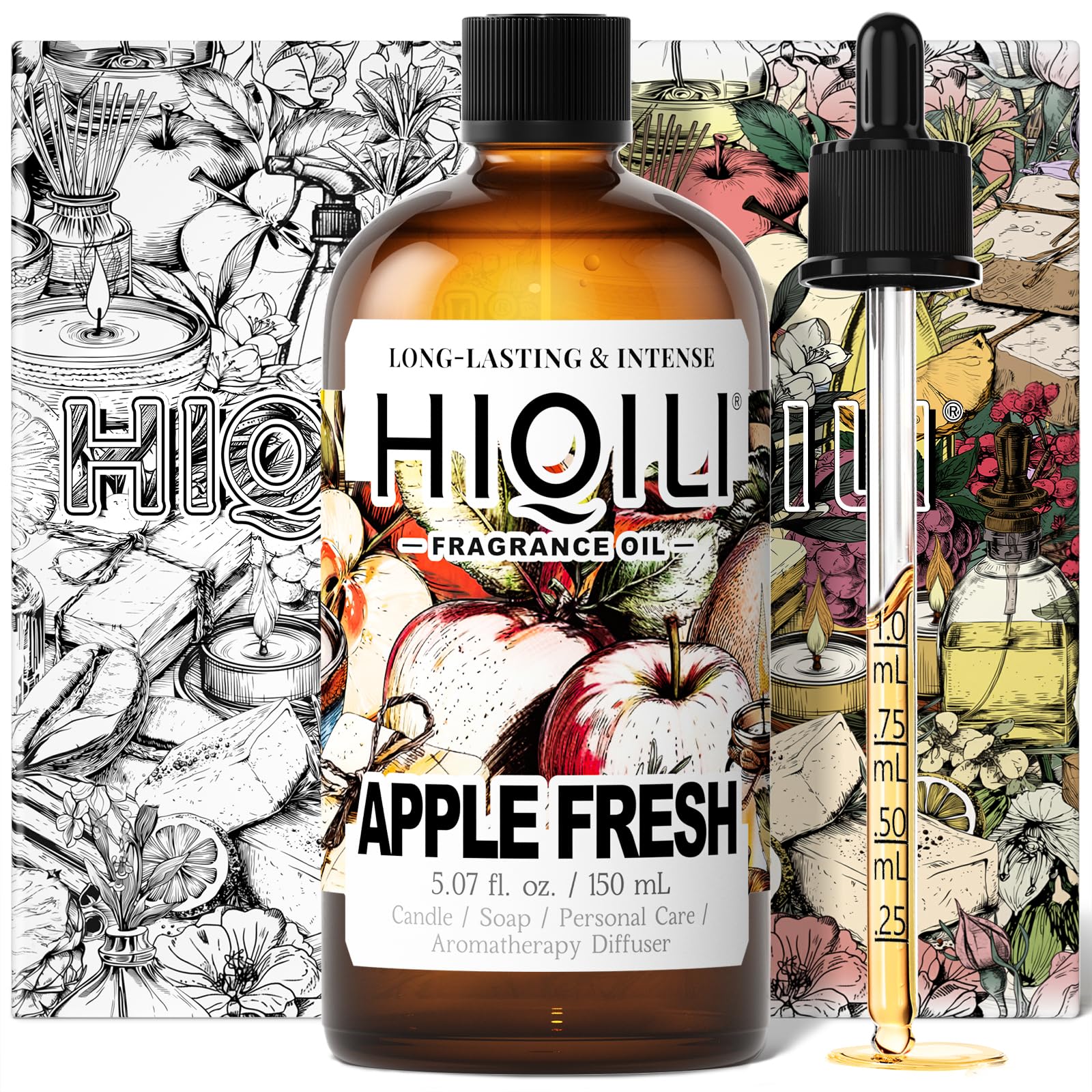 HIQILI botella de aceite de manzana fresca para ambientar el hogar con aroma duradero.