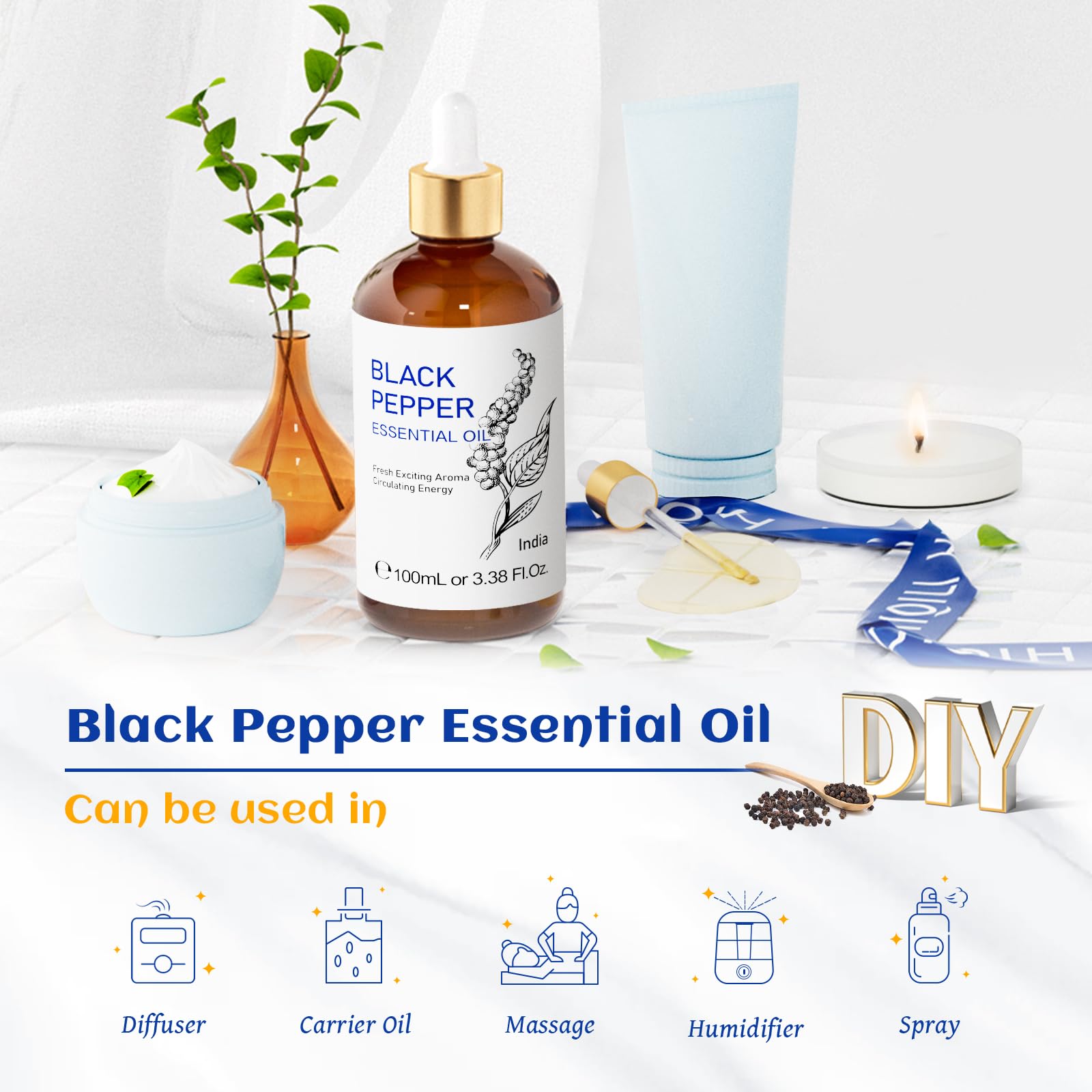 Mezclas HIQILI pimienta negra con vetiver para relajación suave