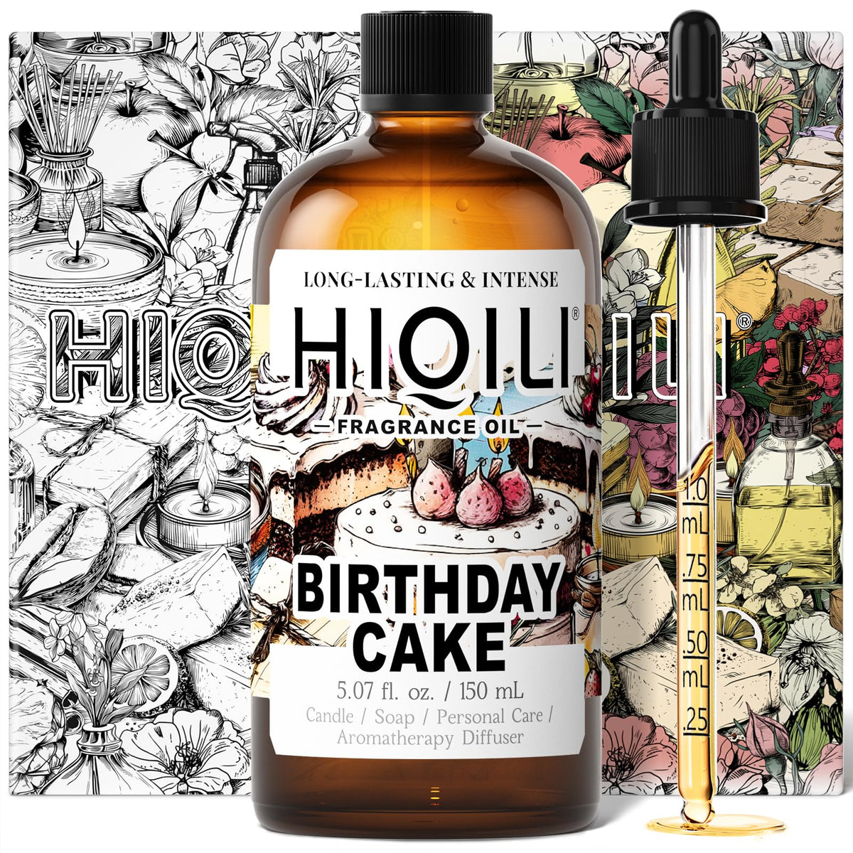 HIQILI aceite para difusor pastel de cumpleaños, aroma festivo y duradero.