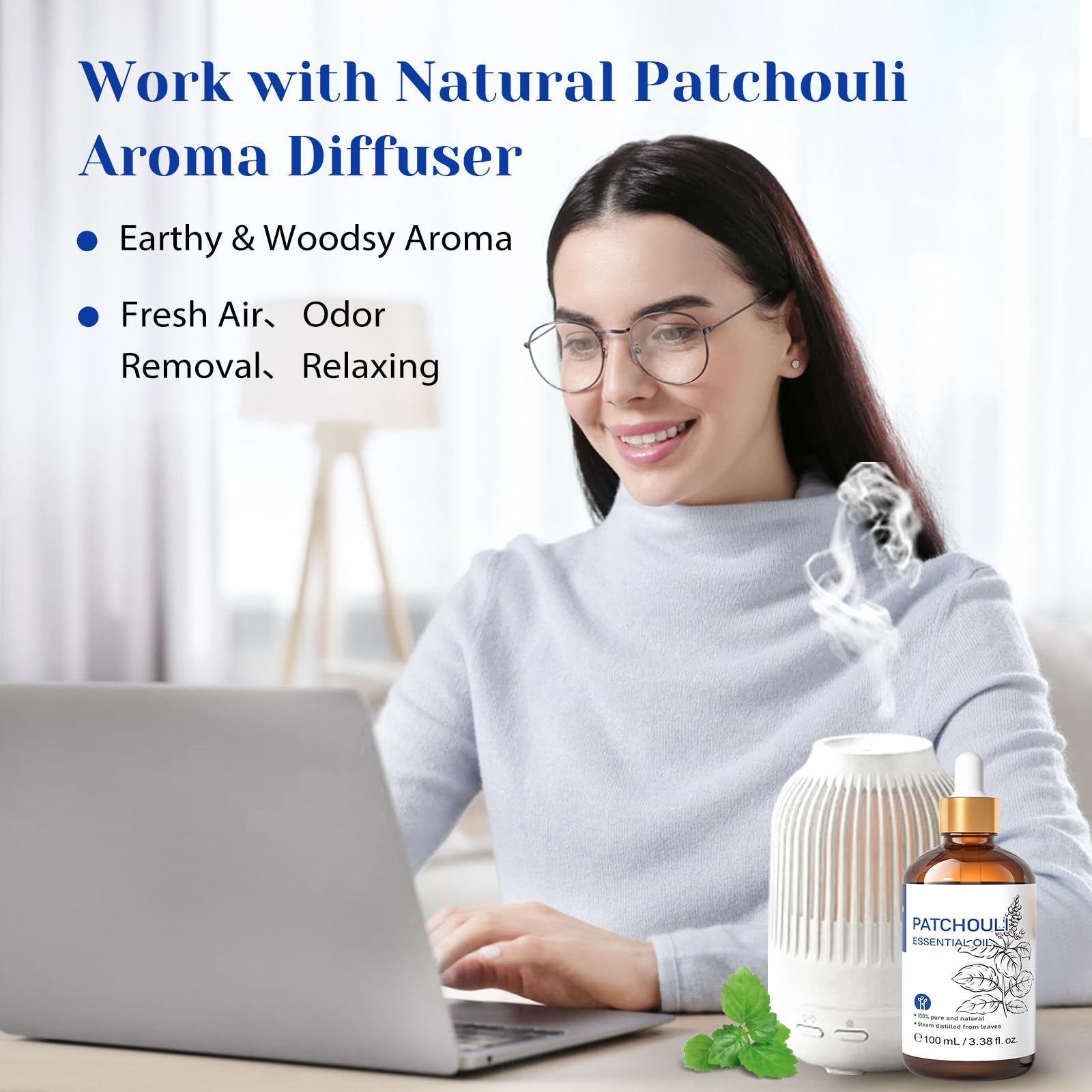 HIQILI patchouli, difusor con aceite esencial para ambientar el hogar.
