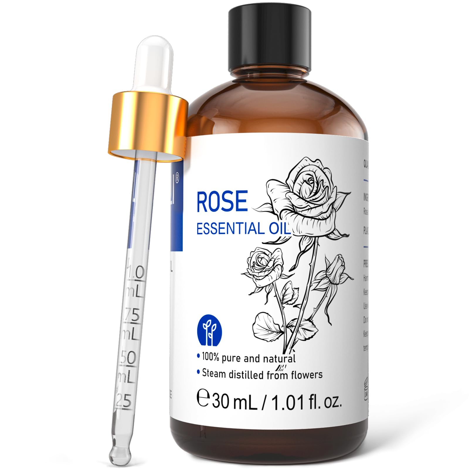 HIQILI Rose: frasco de vidrio con cuentagotas para dosificar el aceite con precisión.