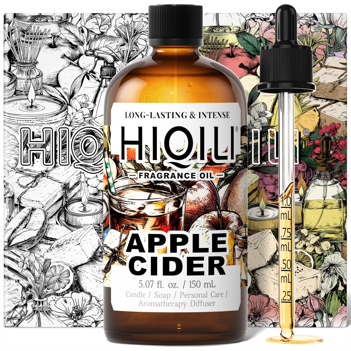 HIQILI Sidra de Manzana, botella de fragancia para ambientar espacios con calidez.
