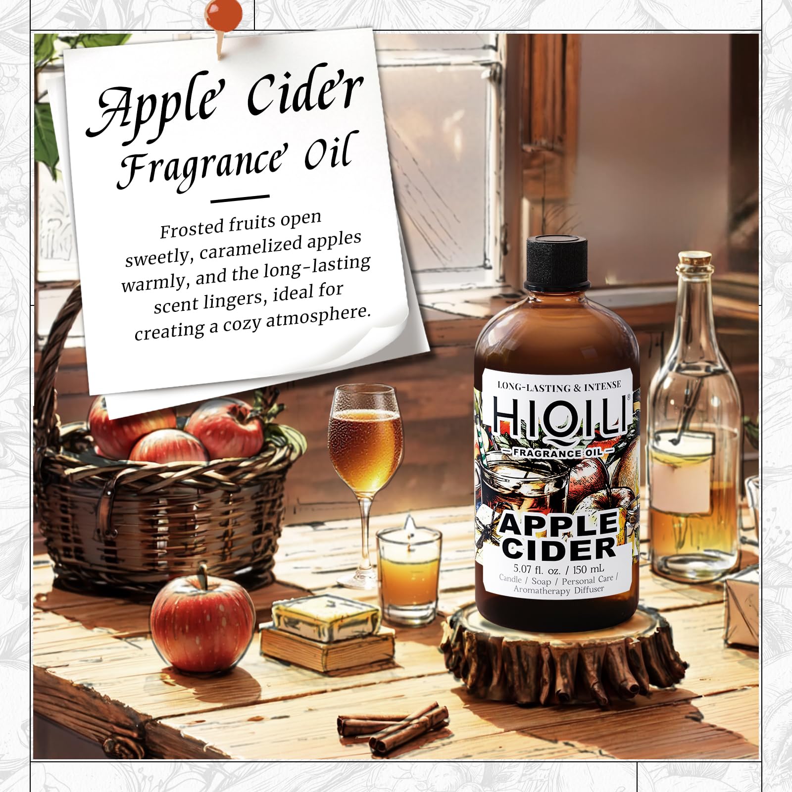HIQILI Sidra de Manzana, difusor en sala con aroma agradable.