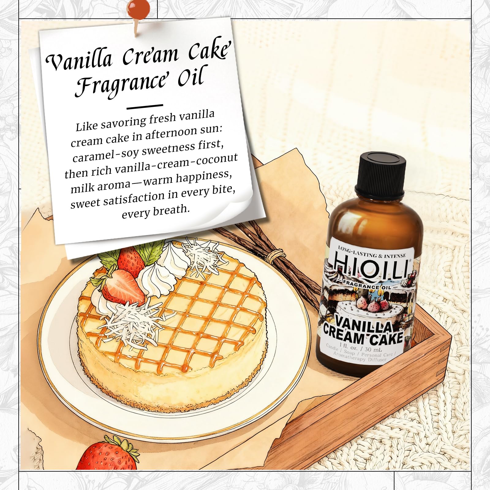 HIQILI Vanilla Cream Cake en difusor ambiente para un aroma dulce y duradero.