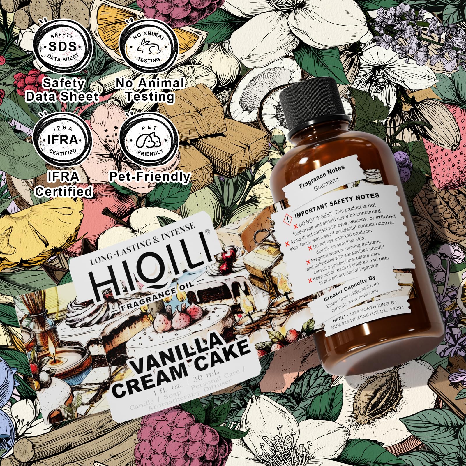 HIQILI Vanilla Cream Cake spray aromático para difusor o ambientador.