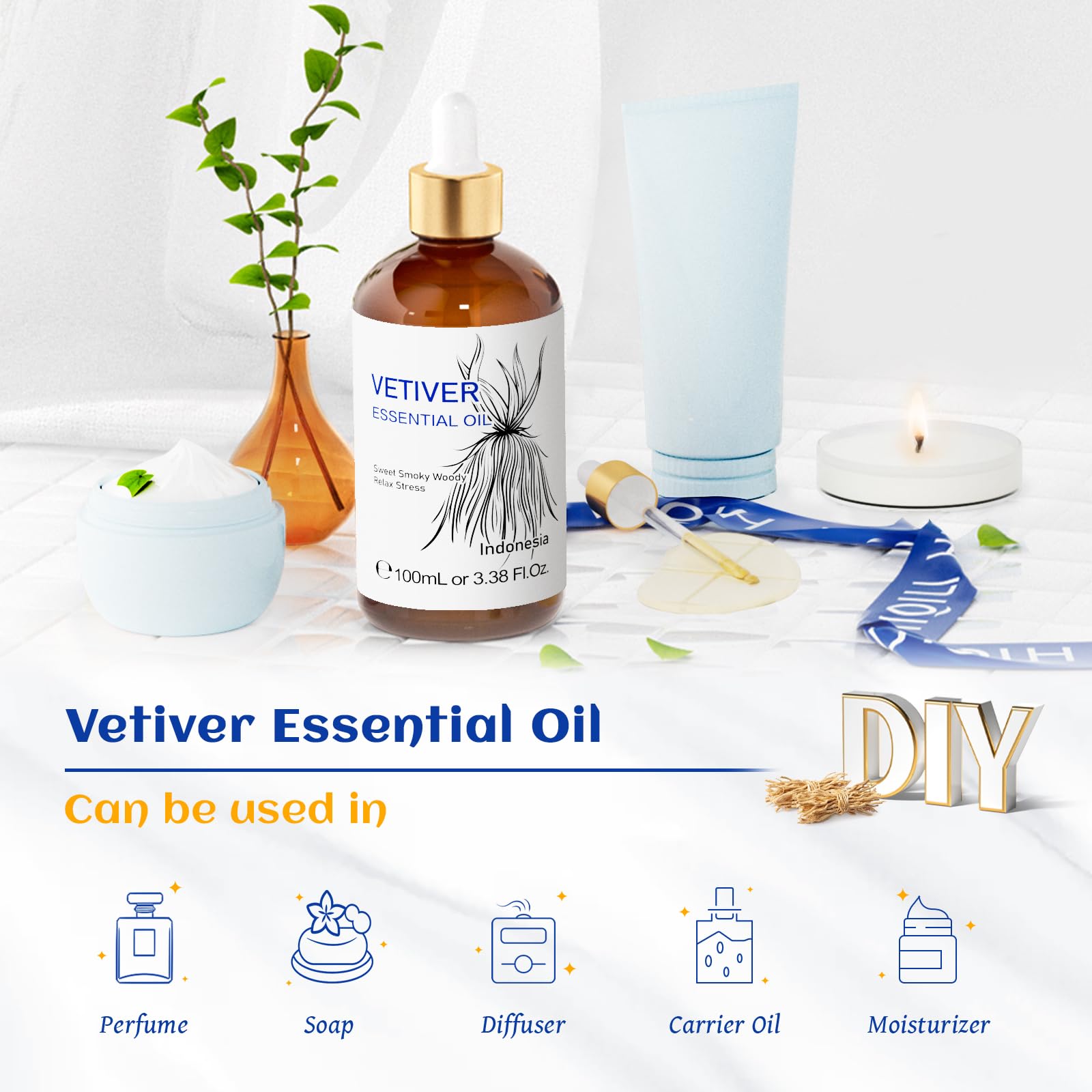Usos caseros HIQILI Vetiver en limpieza y cuidado personal.