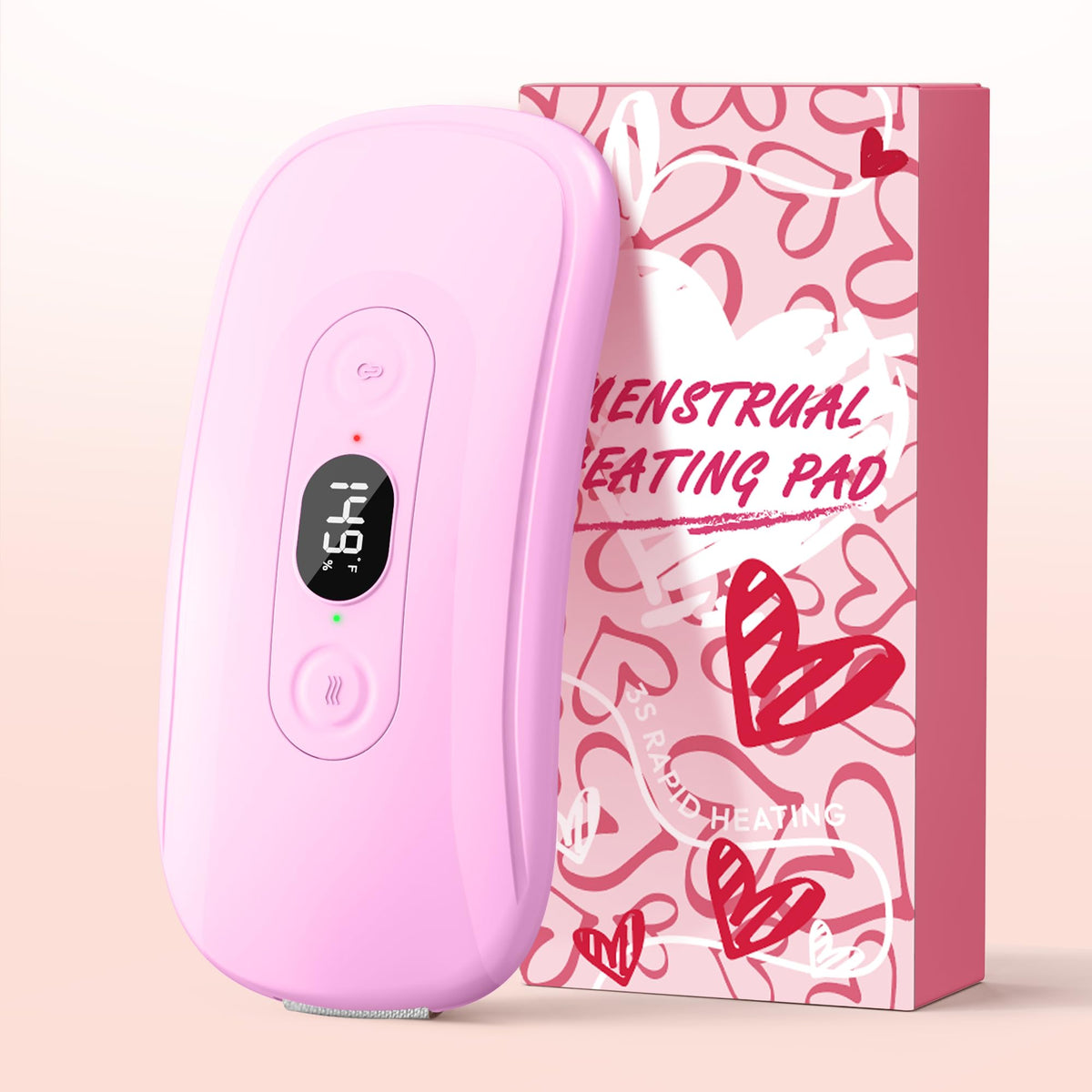 Almohadilla Hirane portátil para dolor menstrual, enfoque en confort.