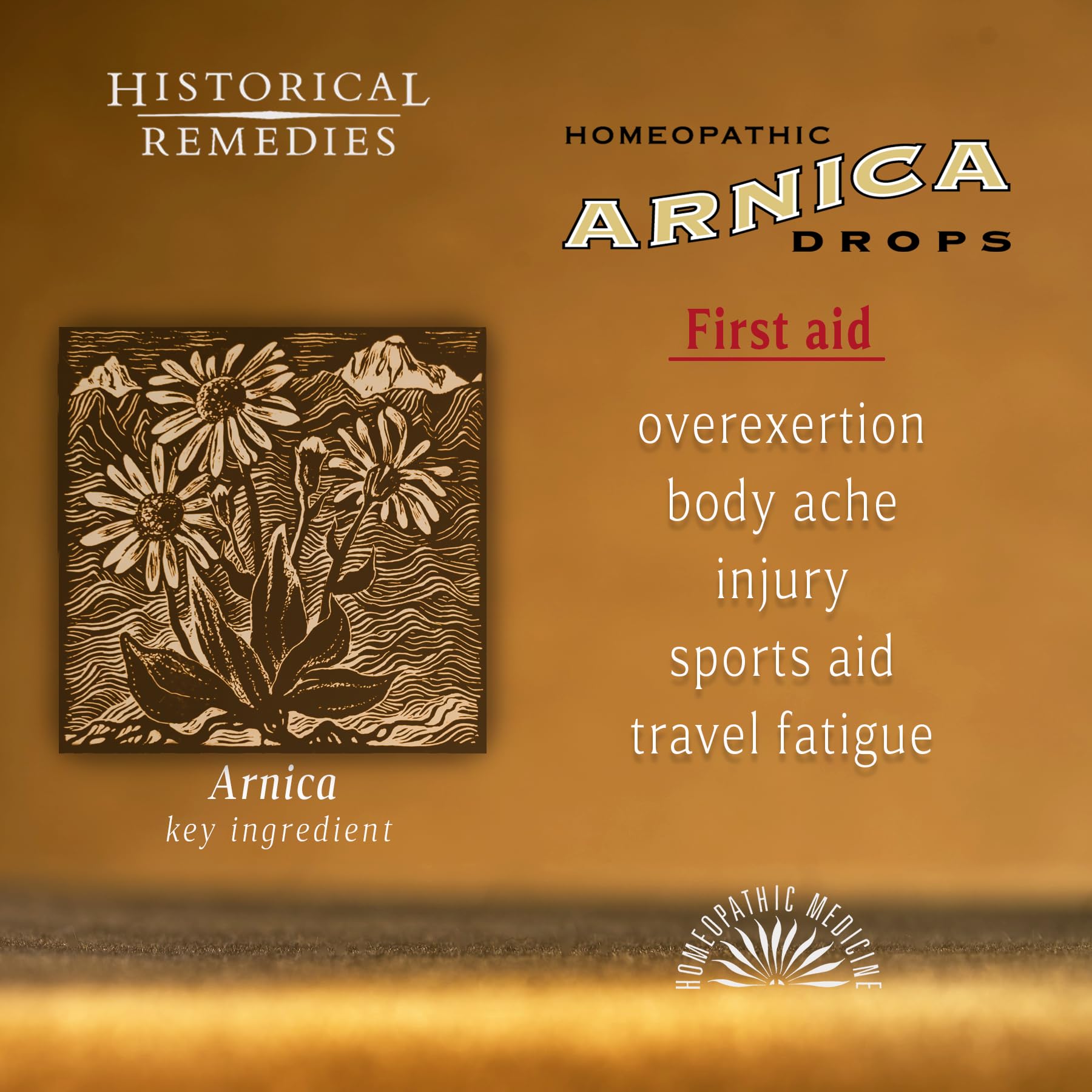Historical Remedies Arnica Drops etiqueta vegana y sin gluten