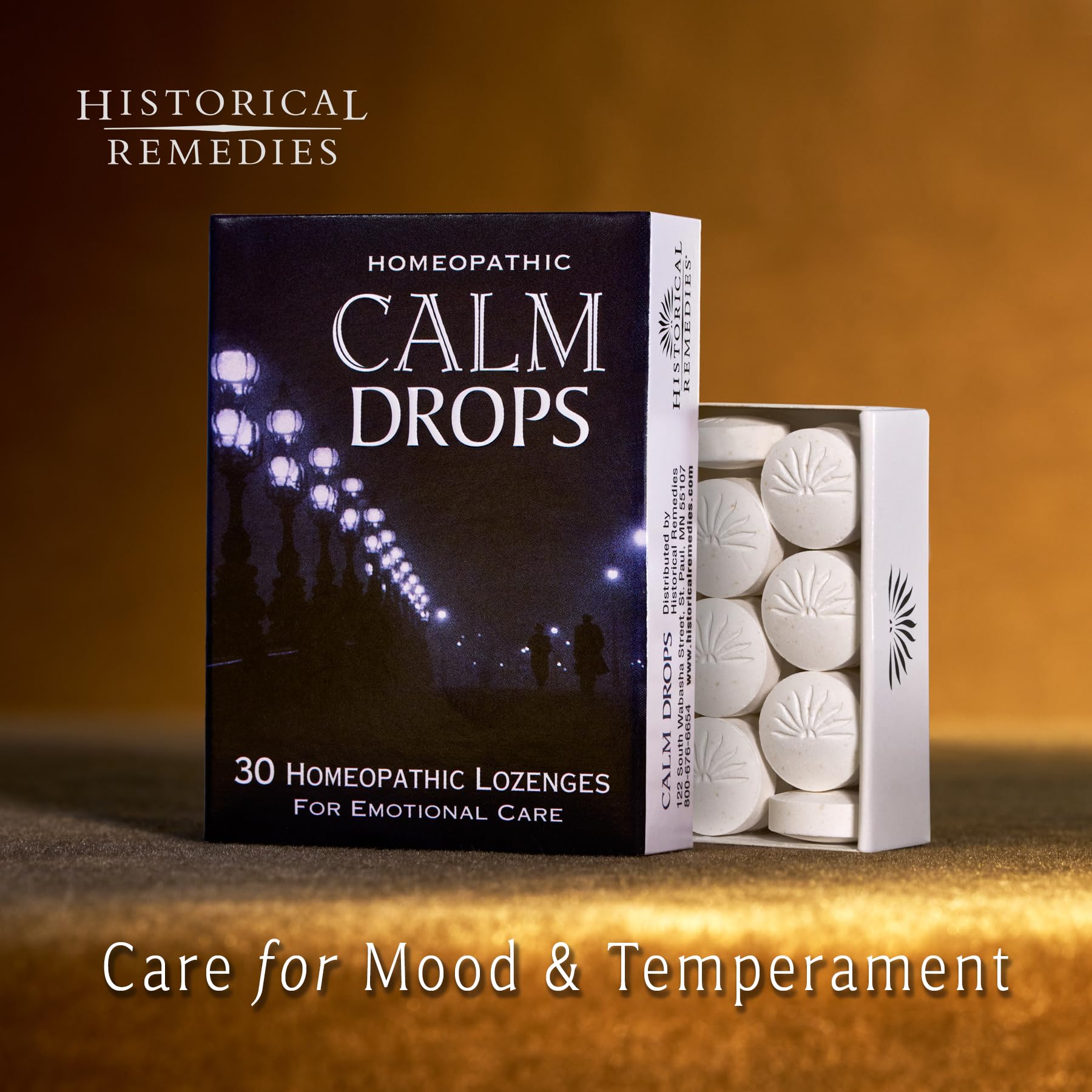 Pastilla de vainilla de Calm Drops de Historical Remedies para calma emocional