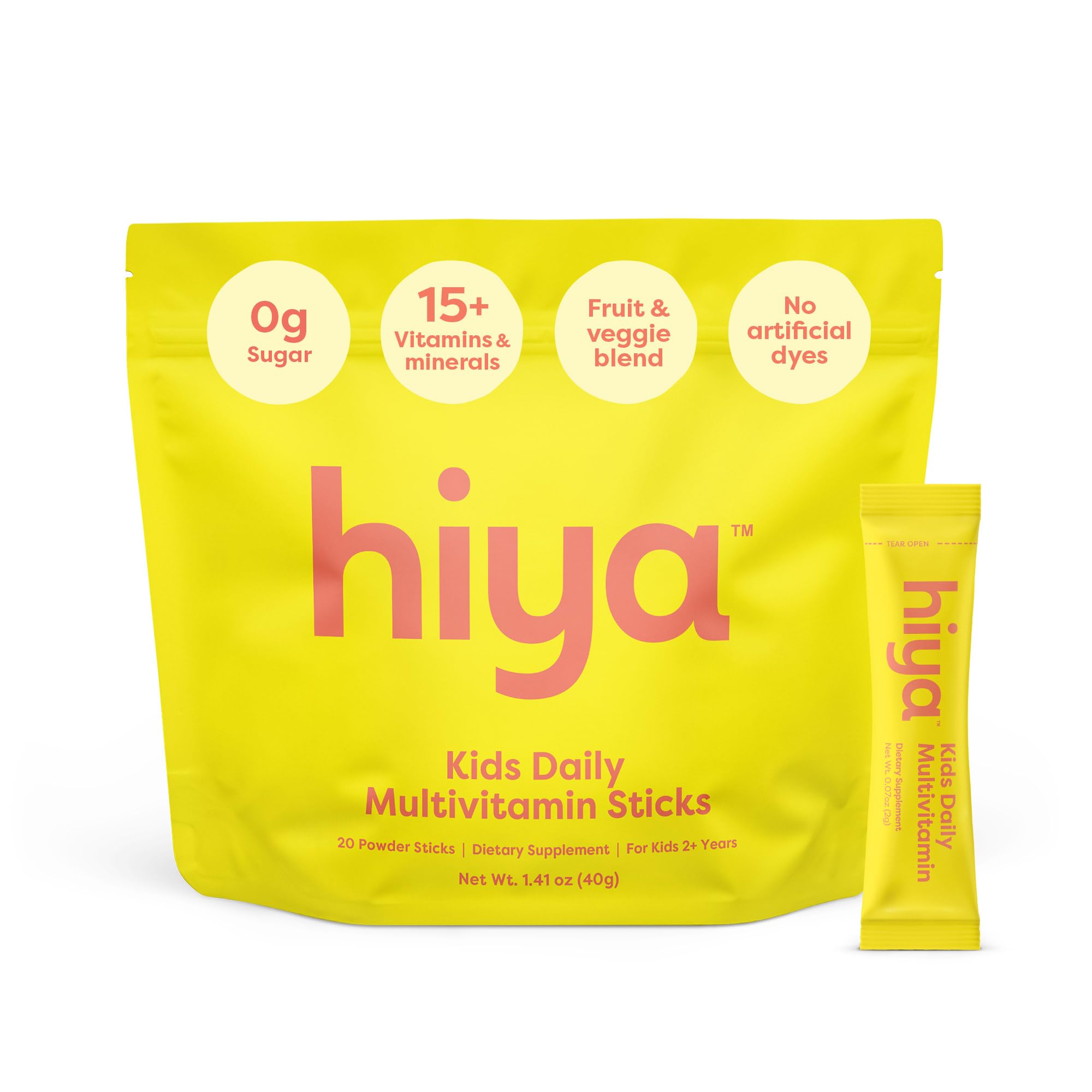 Hiya Kids Multivitamin: palito-dispensacion para consumo directo por niños, aporta nutrientes esenciales cada día.