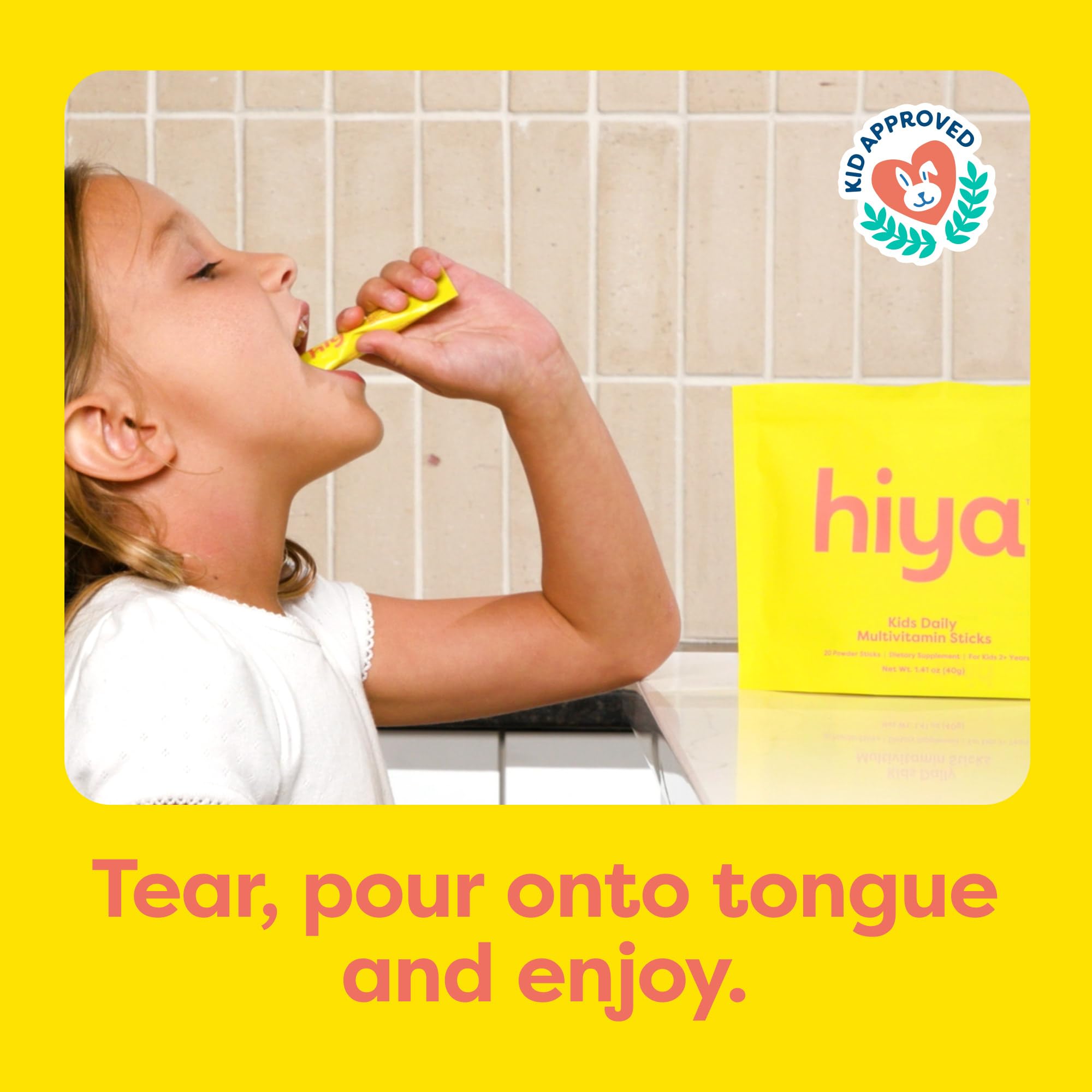 Hiya Kids Multivitamin: sin azúcar, formato práctico para tomar sin vasos.