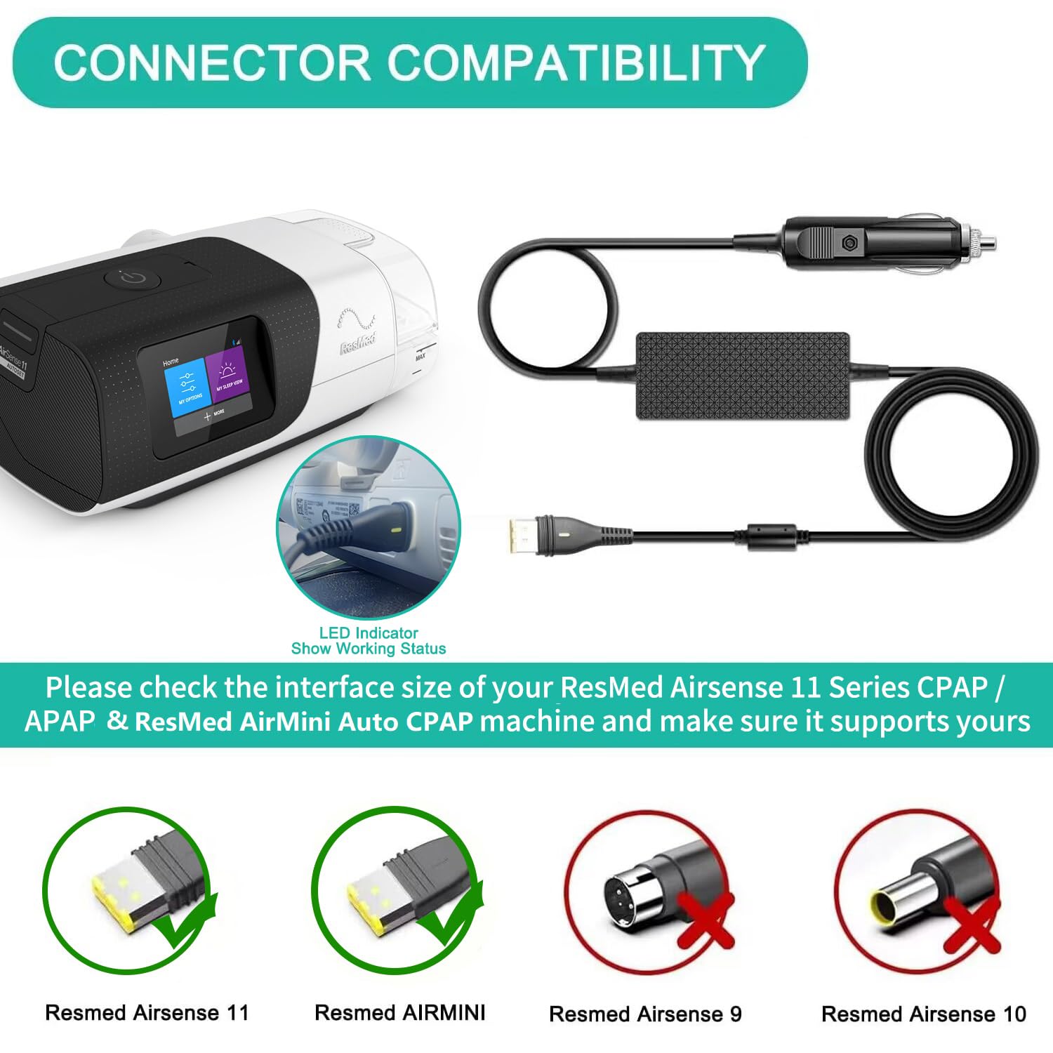 HKY cable de alimentación 12V a 24V, compacto para coche.