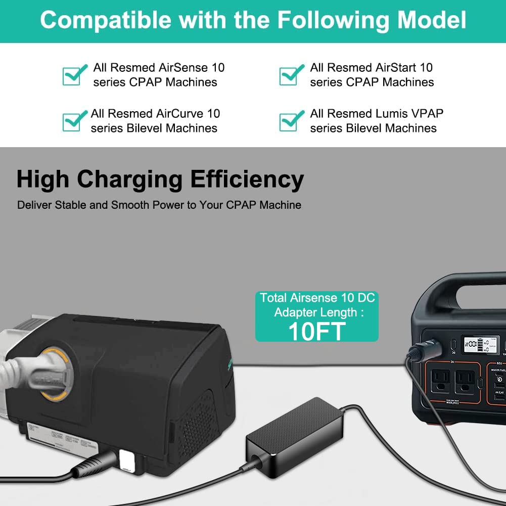 HKY salida 24V 90W para AirSense 10, energía estable para sesiones nocturnas en casa.