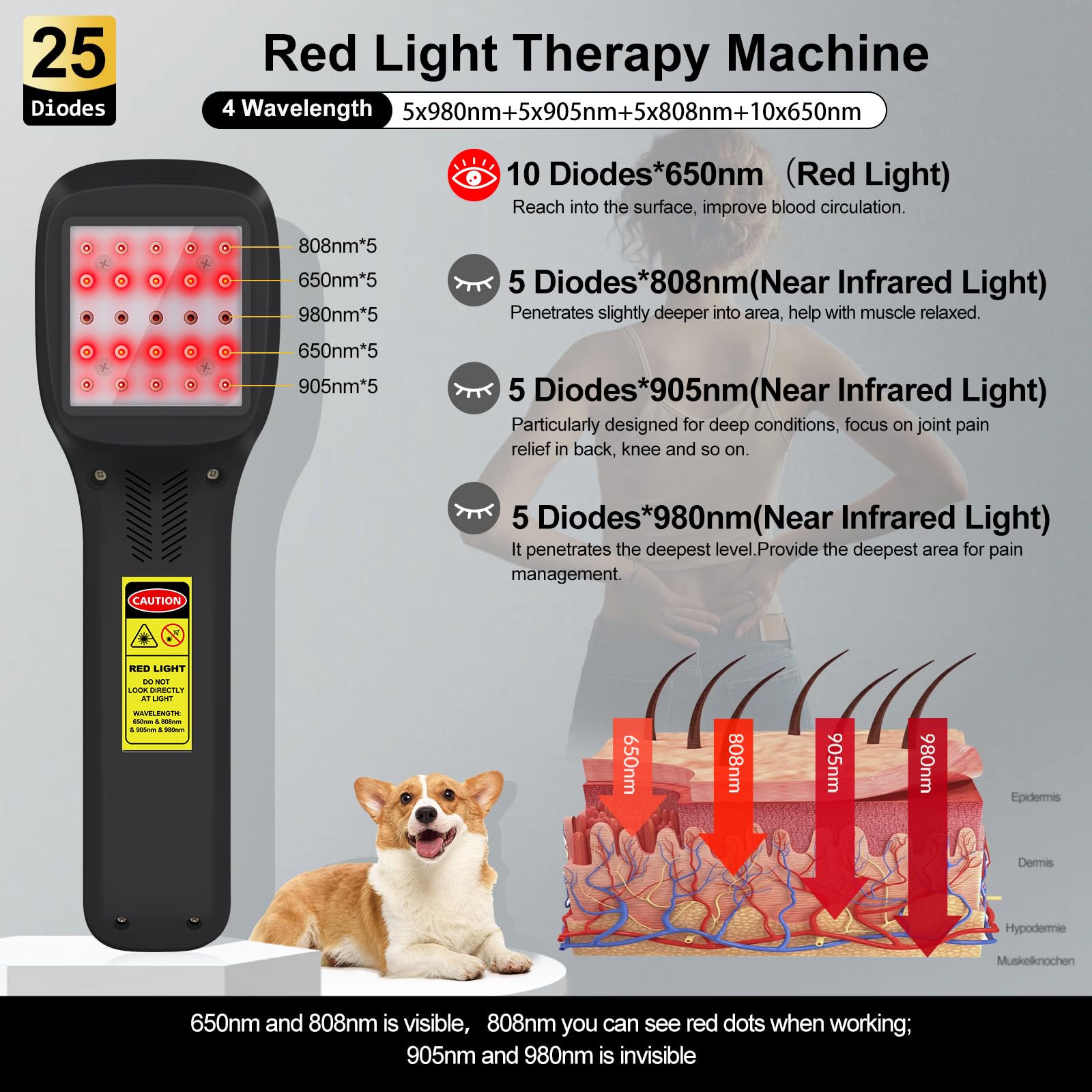  HlAiL luz de 650 nm para la superficie corporal
