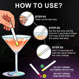 Tiras indicadoras de color HMGDZ Drink Spike para detectar posibles contaminantes.