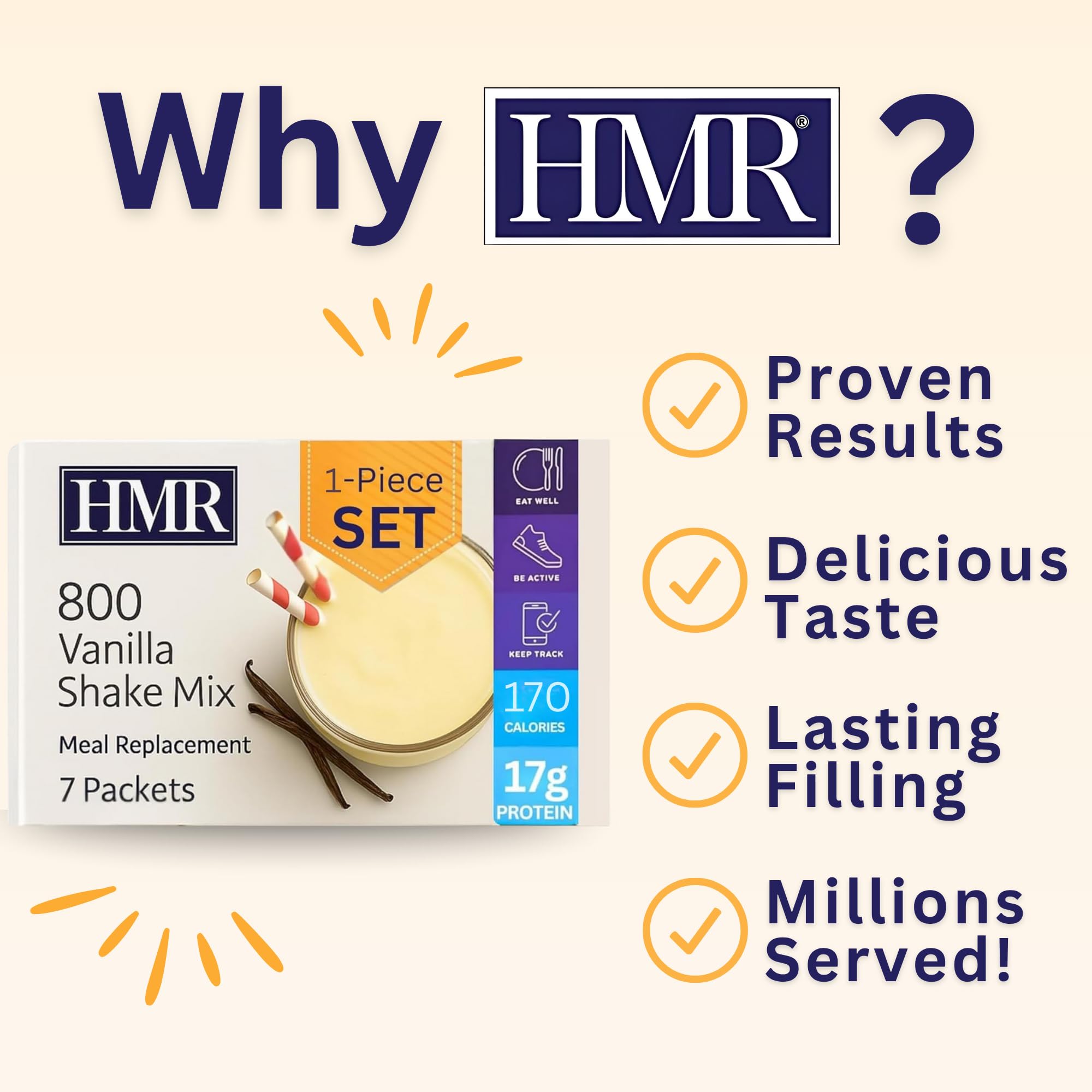 HMR 800 Shake vainilla etiqueta nutricional, proteína para el día.