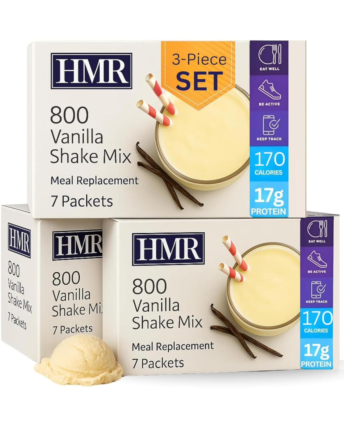 HMR 800 Shake vainilla en vaso, batido delicioso para desayuno rápido.