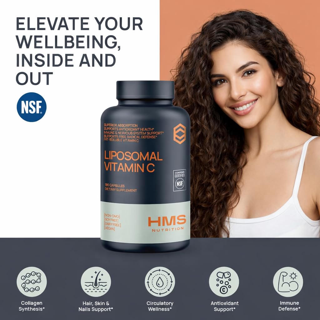 HMS Nutrition Liposomal Vitamina C 1600 mg, mayor biodisponibilidad frente a la C tradicional.
