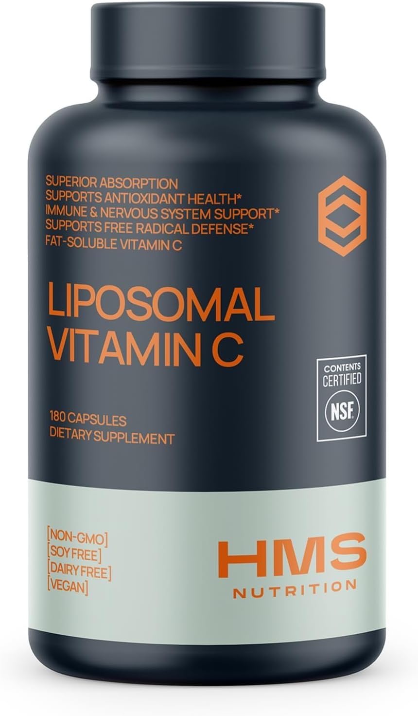 HMS Nutrition Liposomal Vitamina C 1600 mg, cápsulas; alta absorción para apoyo diario.