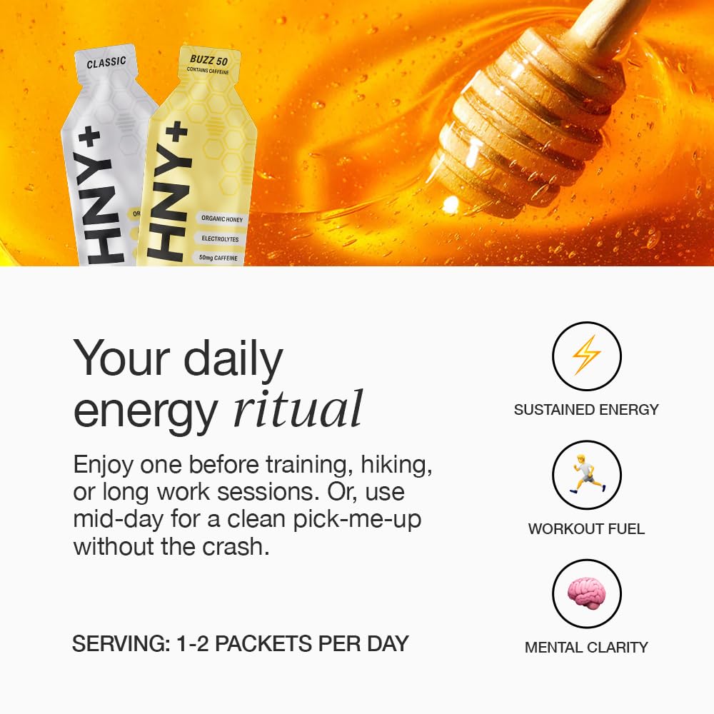 HNY+ textura gel suave, sabor miel, experiencia agradable durante entrenamientos