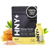 HNY+ Buzz Gel con empaque de miel, listo para entrenamientos.