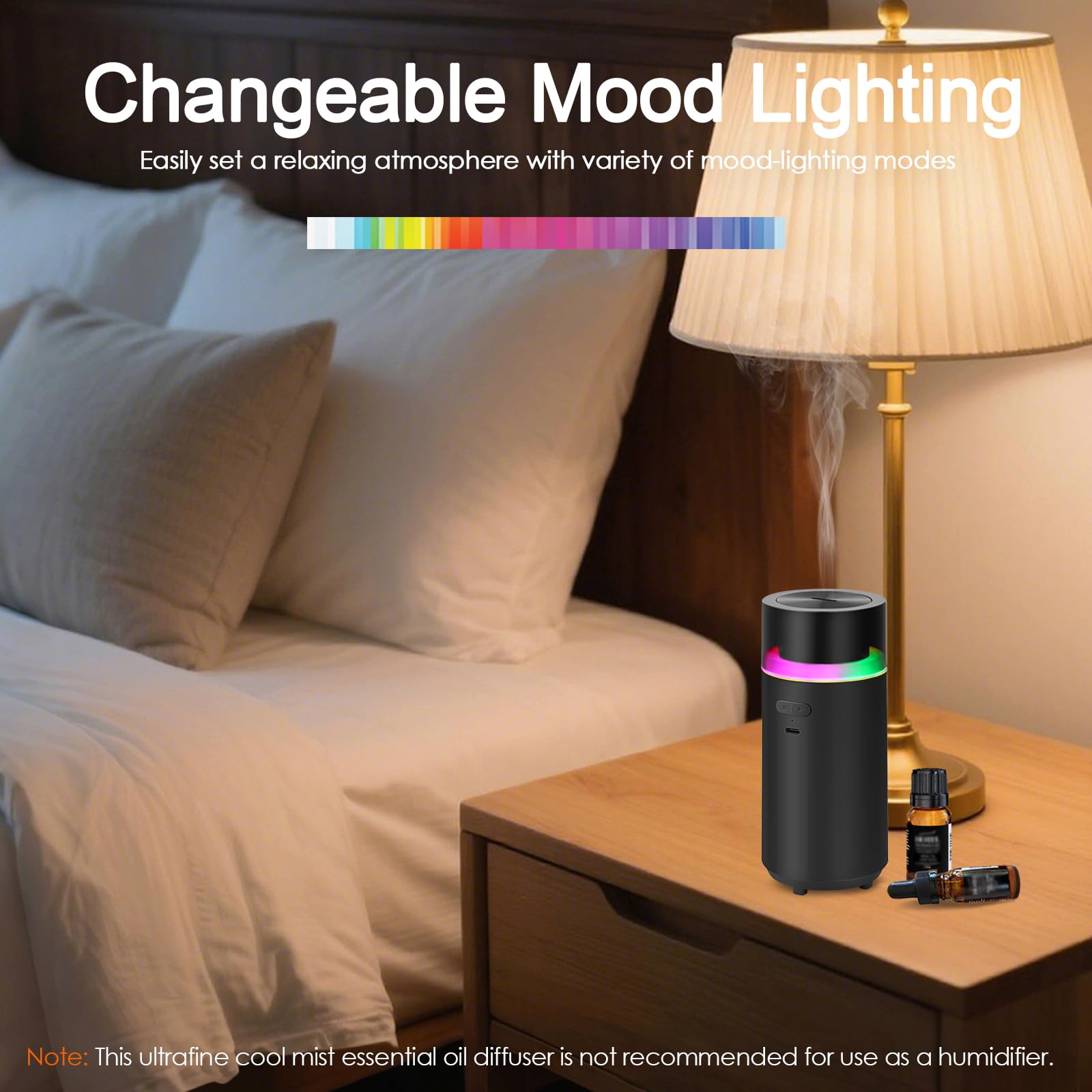 Difusor Hodemi con iluminación ambiental para crear ambiente relajante en casa.
