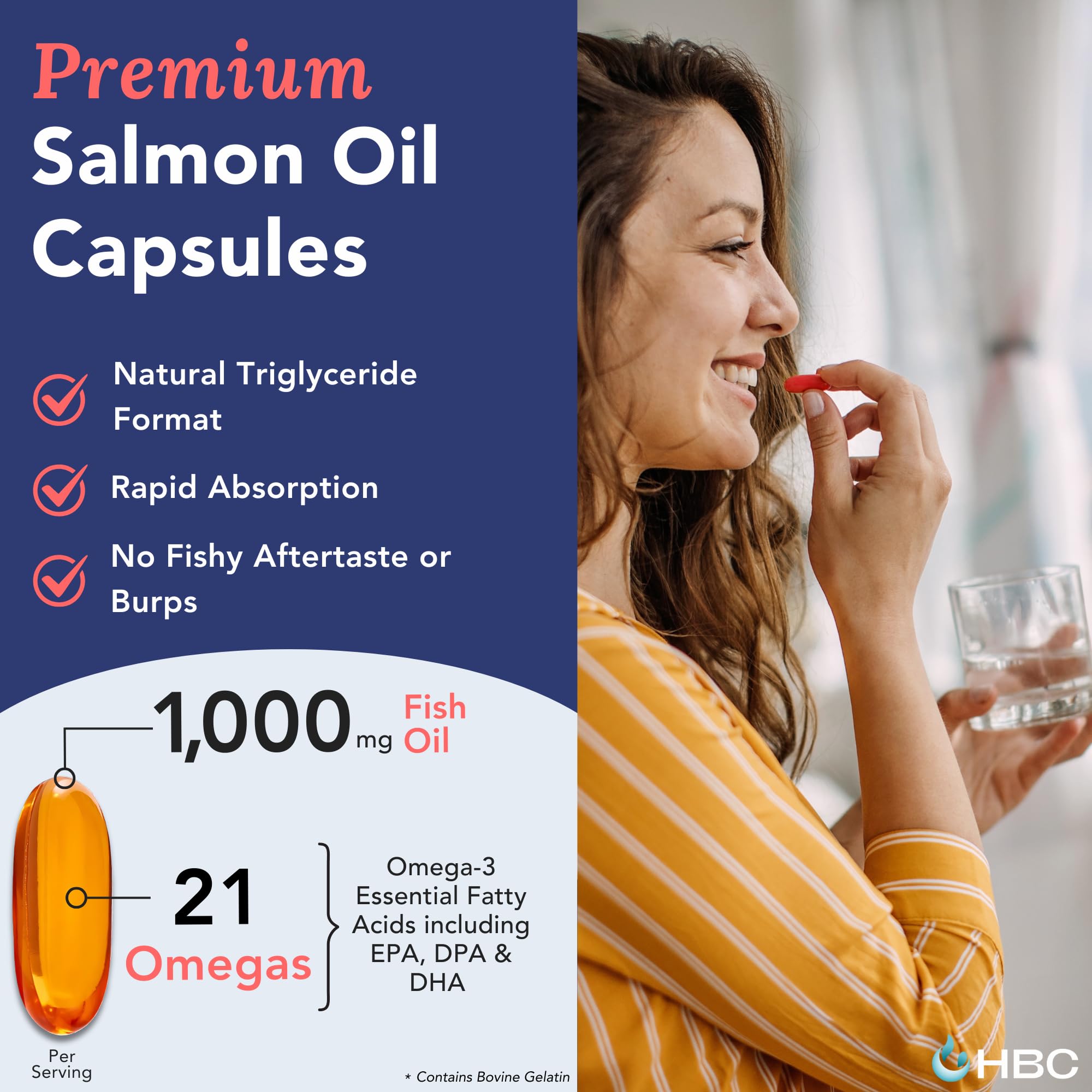 Etiqueta Hofseth BioCare con EPA y DHA destacando beneficios