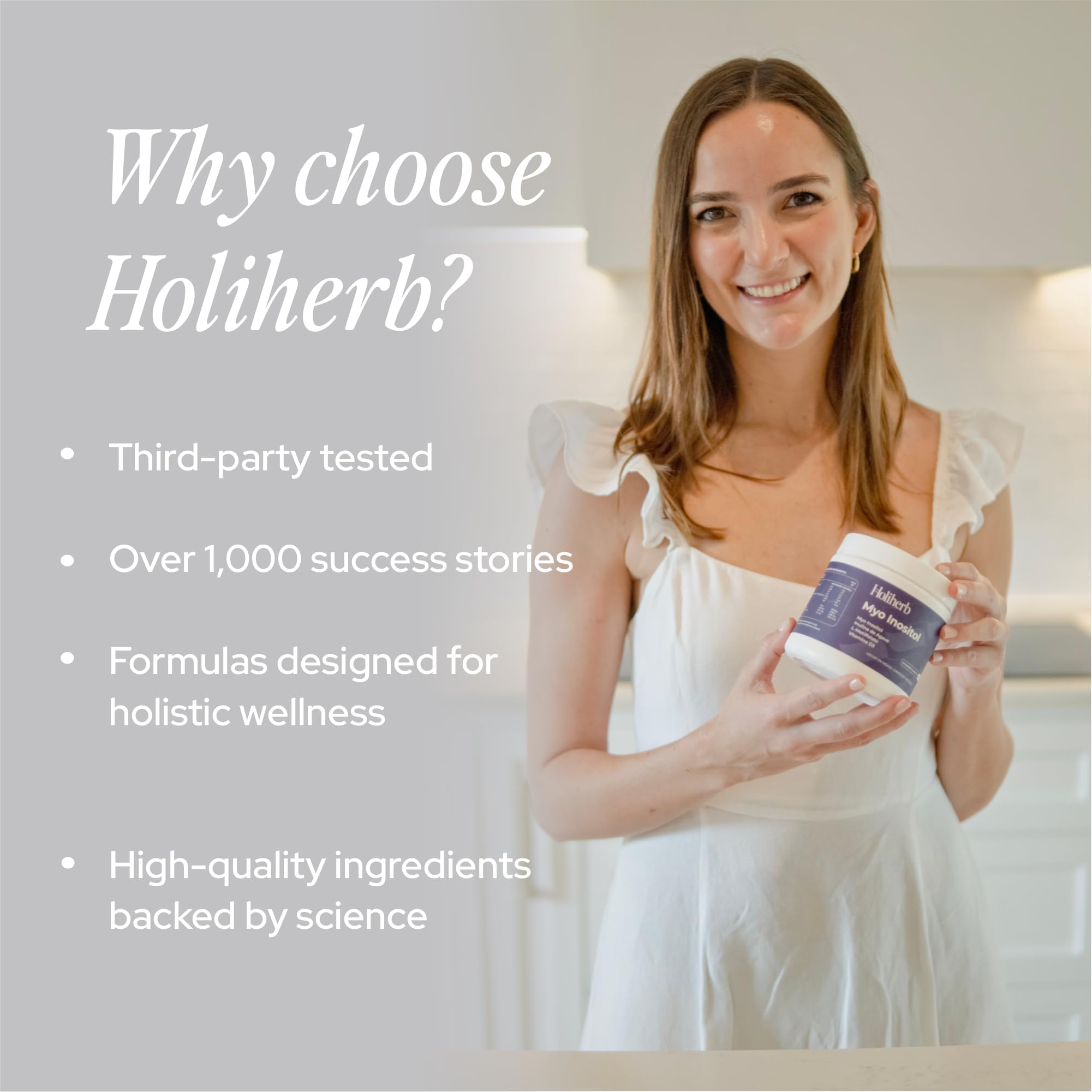 Holiherb Myo-inositol - blister con cápsulas seguras y compactas.