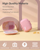 Holii organizador de pastillas, tamaño compacto, rosa, cabe fácilmente en bolso.