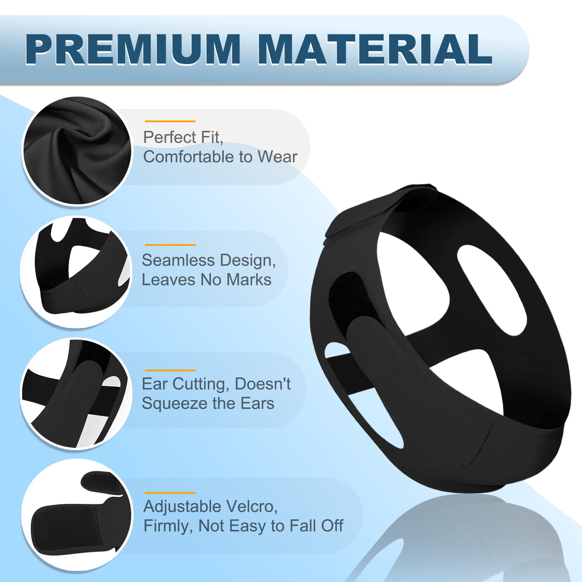 Holinee chin strap tejido transpirable, suave y duradero para noches cómodas.