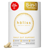 HOLISS cápsulas digestivas diario, frasco frente para bienestar digestivo.