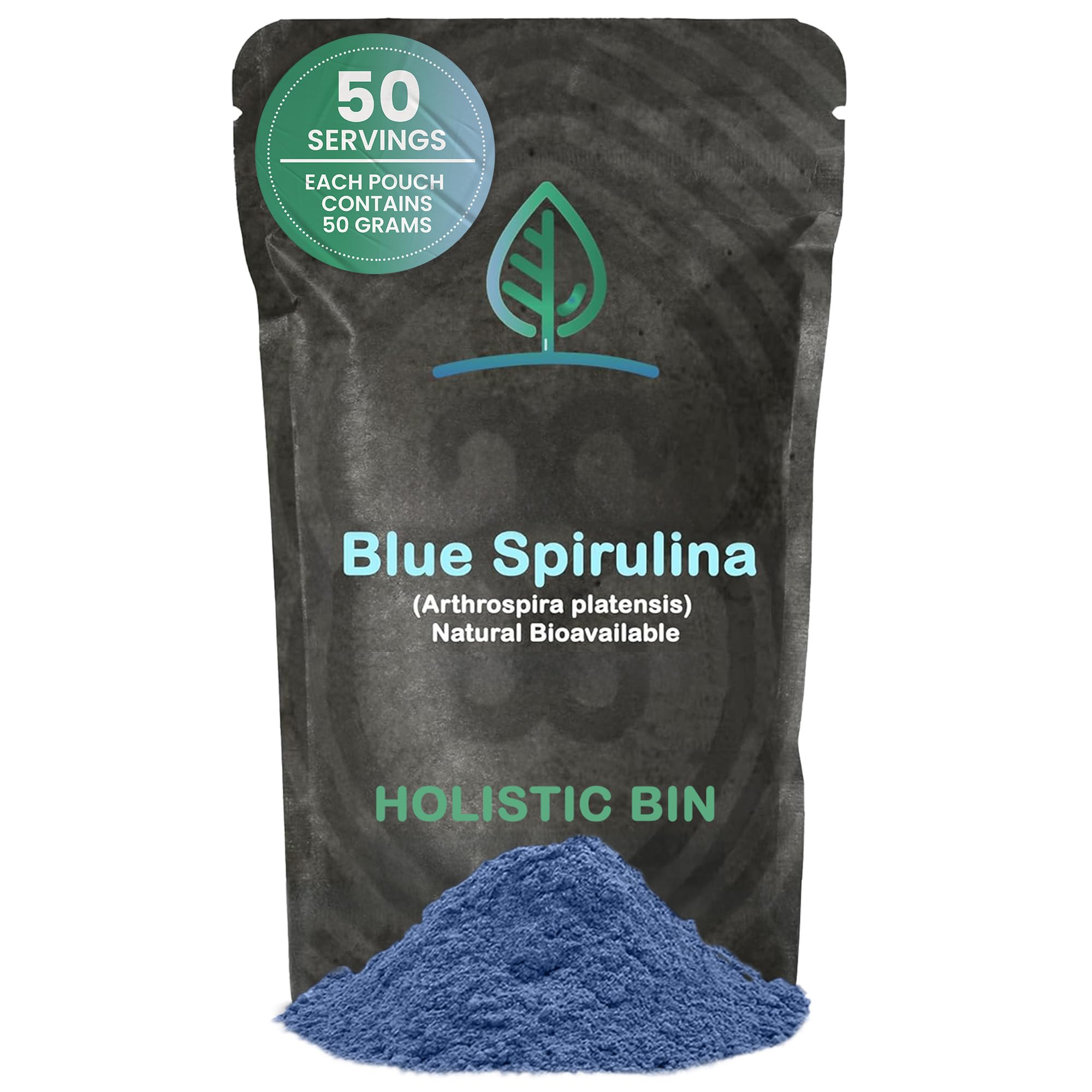 Holistic Bin, polvo de espirulina azul, perfecto para batidos y color natural.