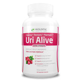 Uri Alive de Holistic Health Labs, botella con cápsulas para el soporte urinario diario