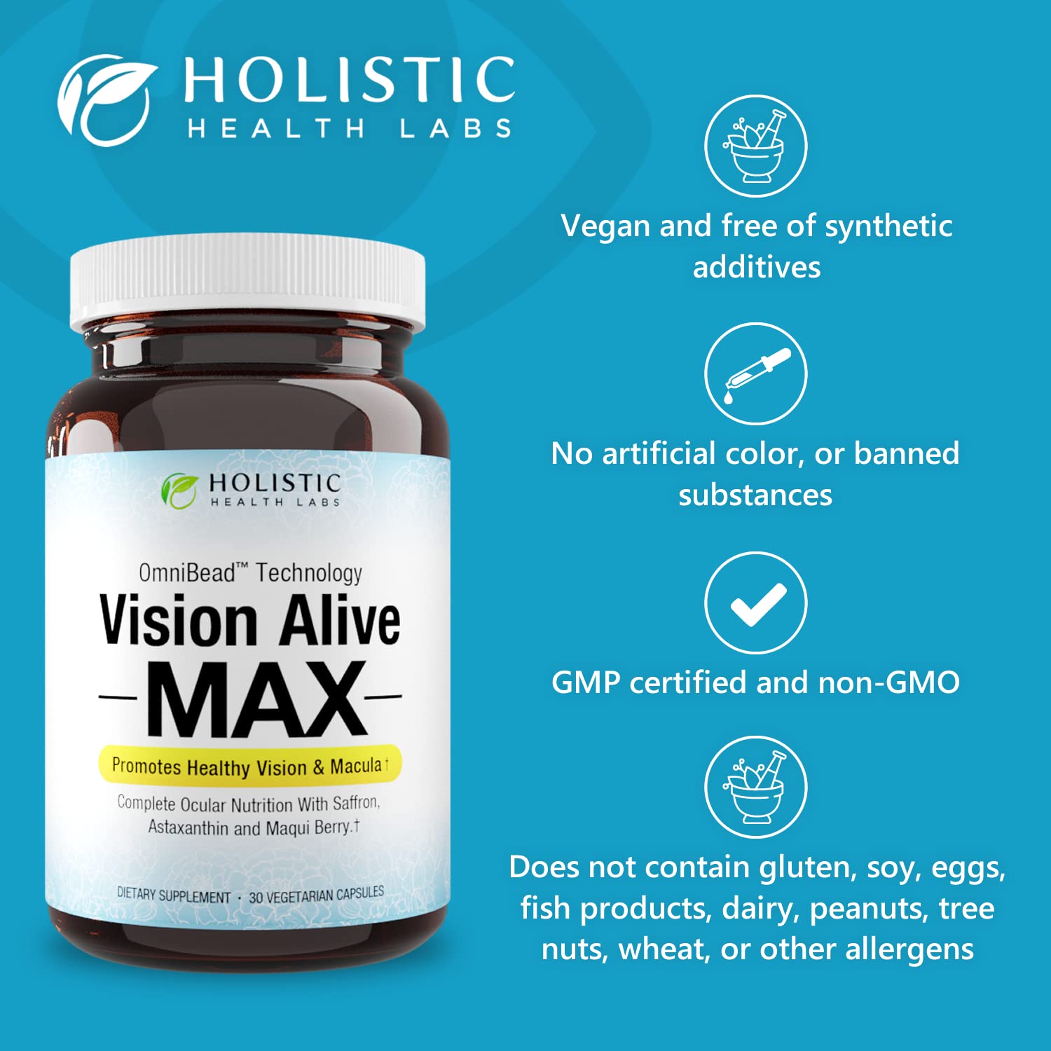 Mezcla antioxidantes naturales en Vision Alive Max para apoyar la visión