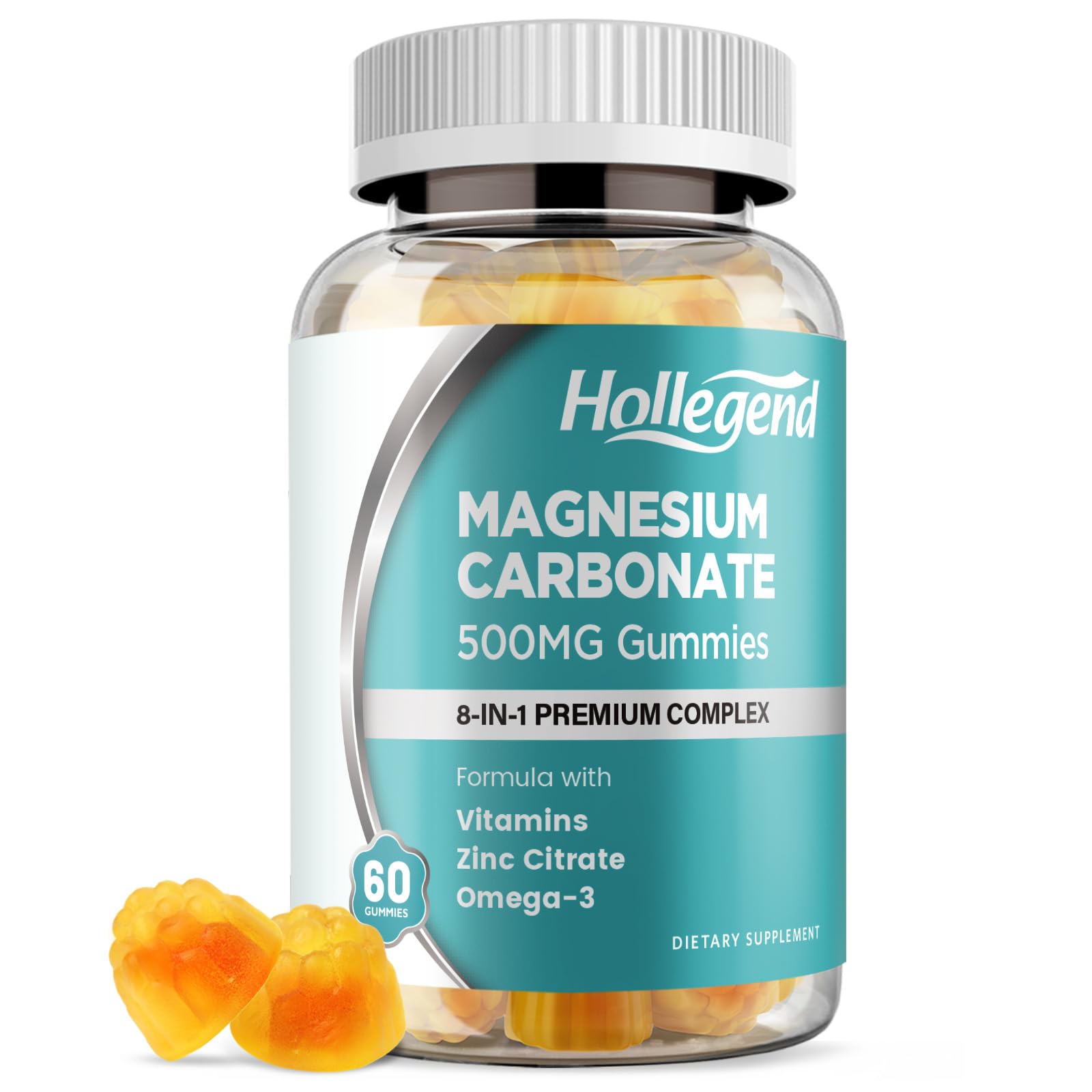 Gomitas HOLLEGEND de magnesio 500 mg para apoyo muscular y digestivo.