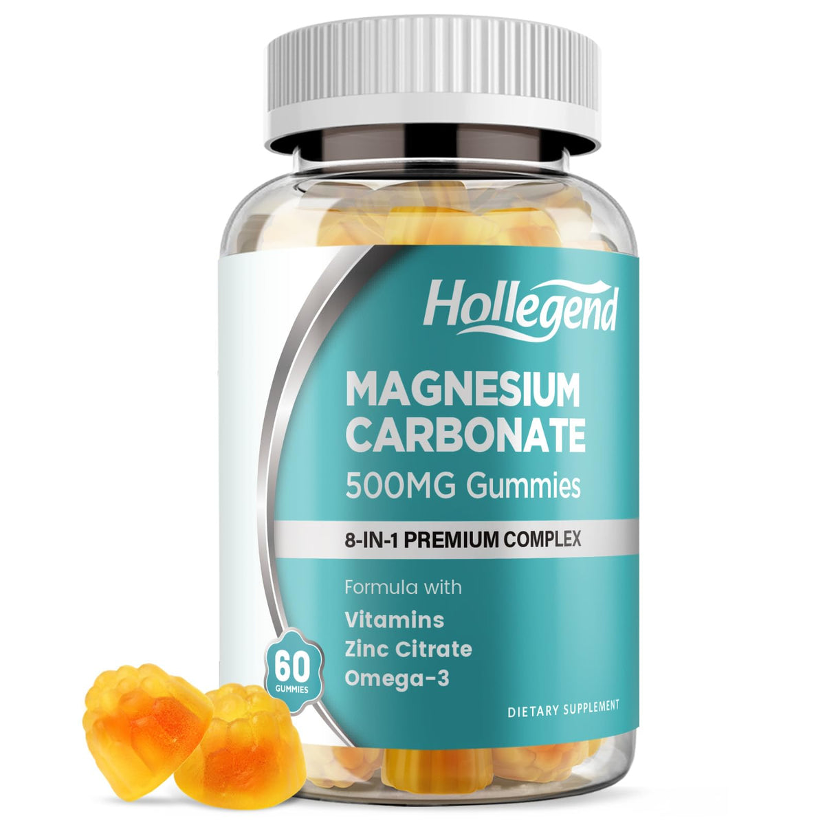 Gomitas HOLLEGEND de magnesio 500 mg para apoyo muscular y digestivo.