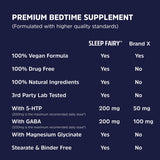 Sleep Fairy usa ingredientes limpios, sin gluten ni soja ni lácteos, producido en Estados Unidos.
