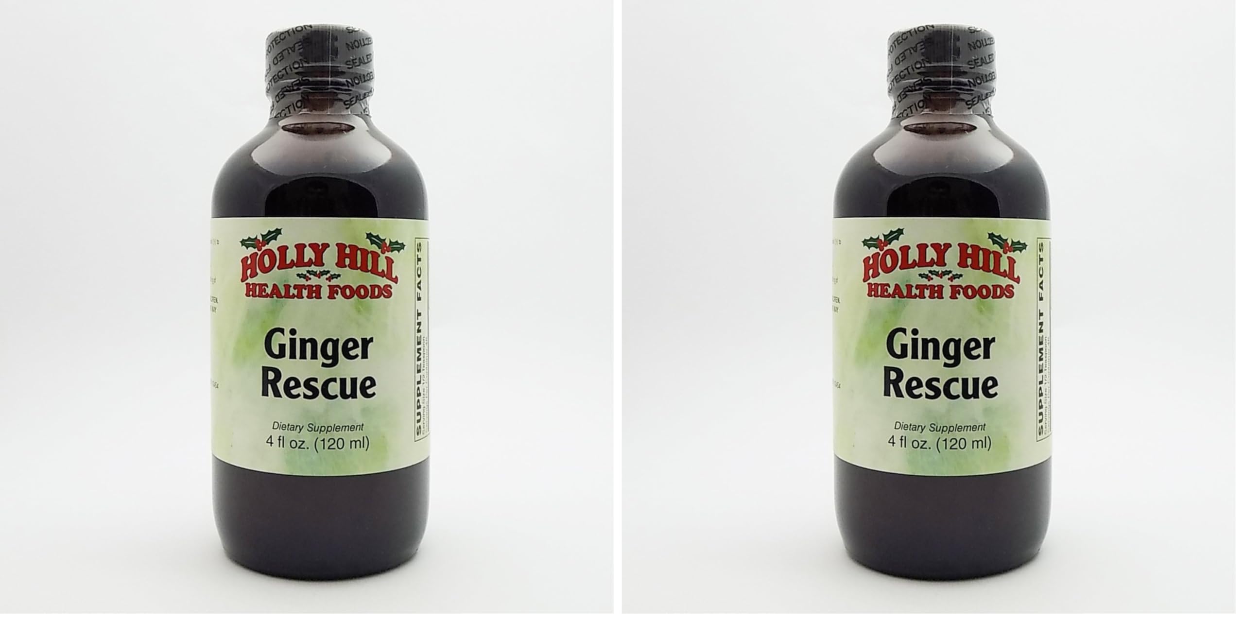 Holly Hill Jarabe de Jengibre Rescue, botella frontal para bebidas