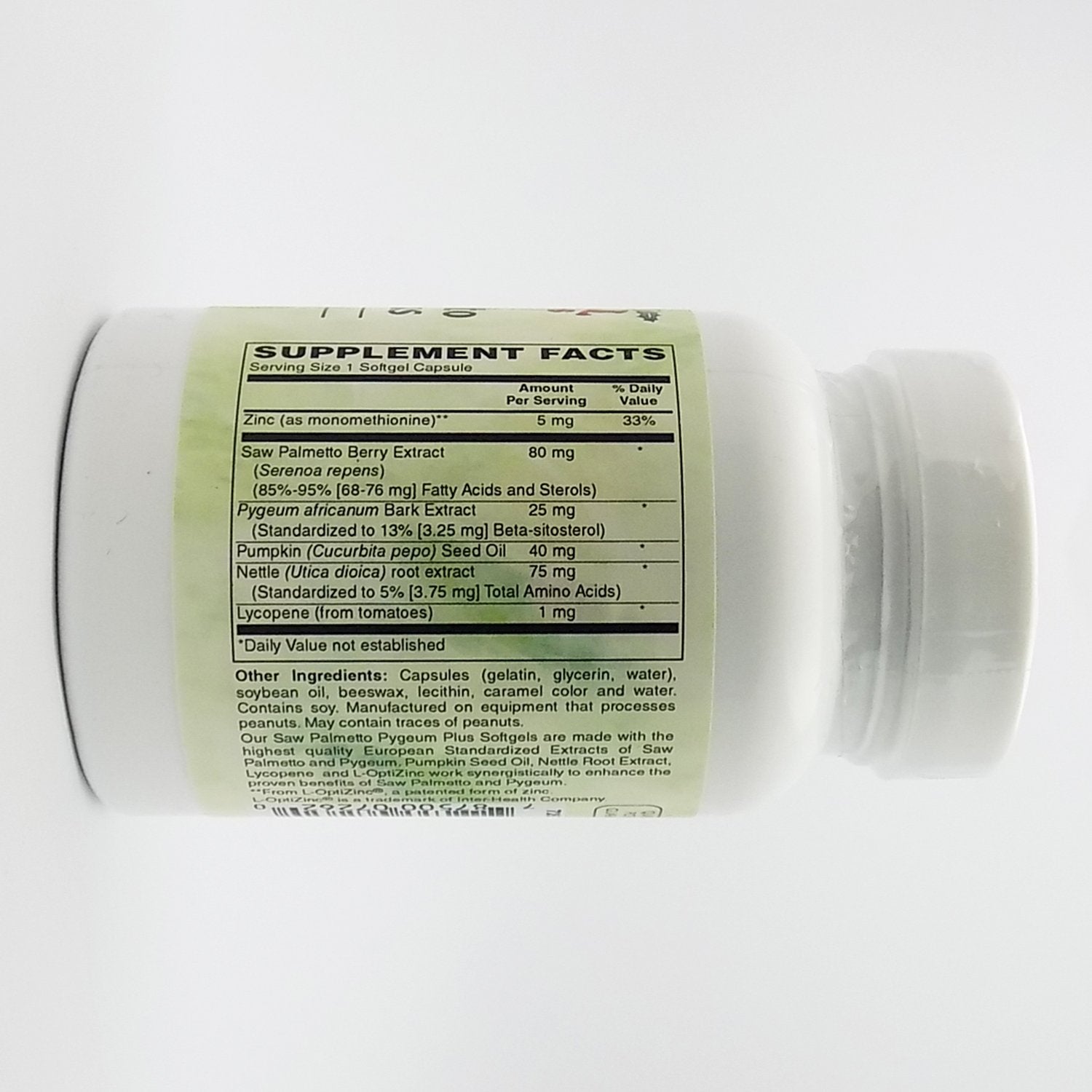 Holly Hill Health Foods Saw Palmetto Pygeum Plus, etiqueta nutricional con ingredientes estandarizados