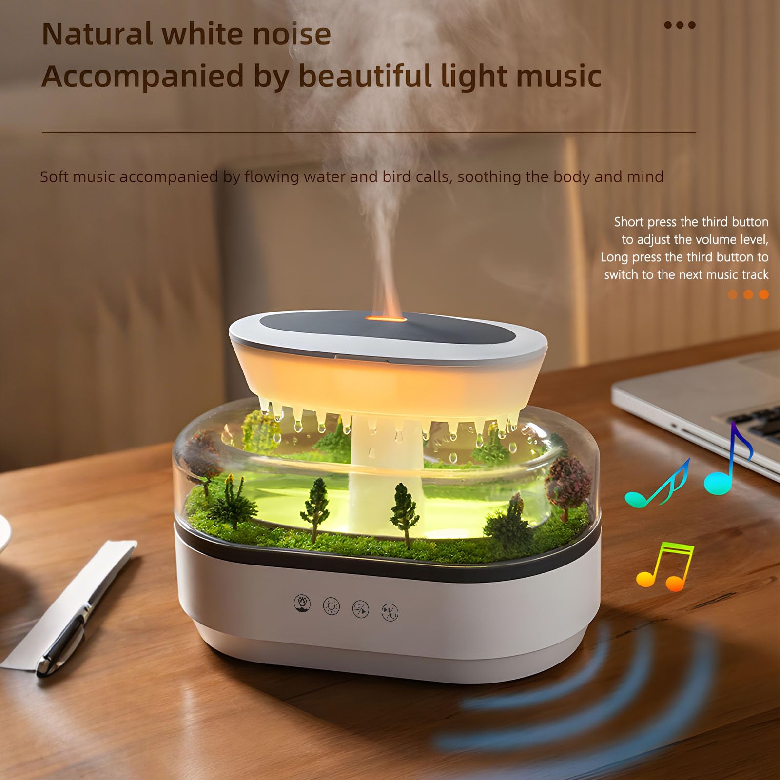 Holwim difusor con sonido de lluvia para dormir mejor.