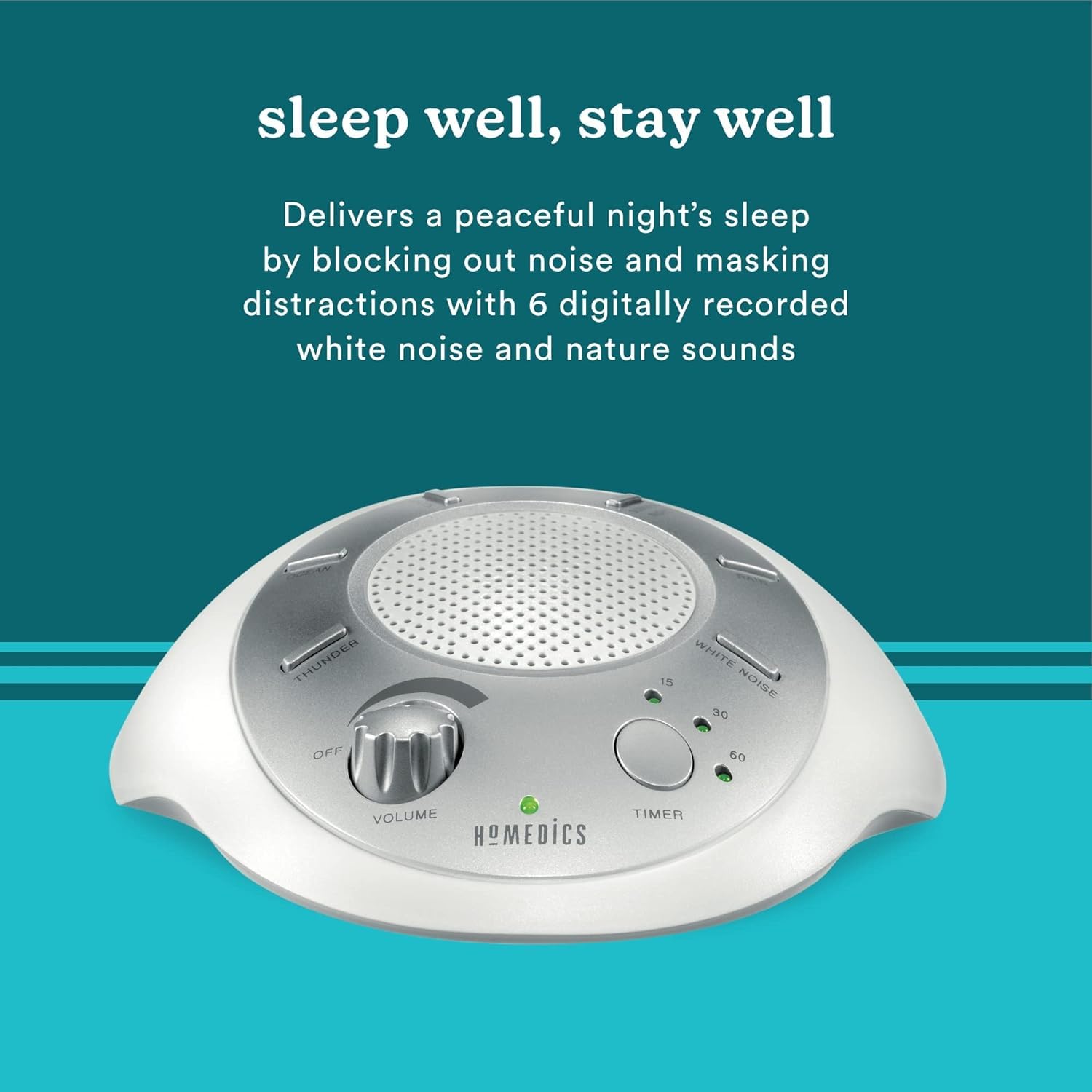 Homedics SoundSleep ayuda al sueño del bebé con sonidos suaves.