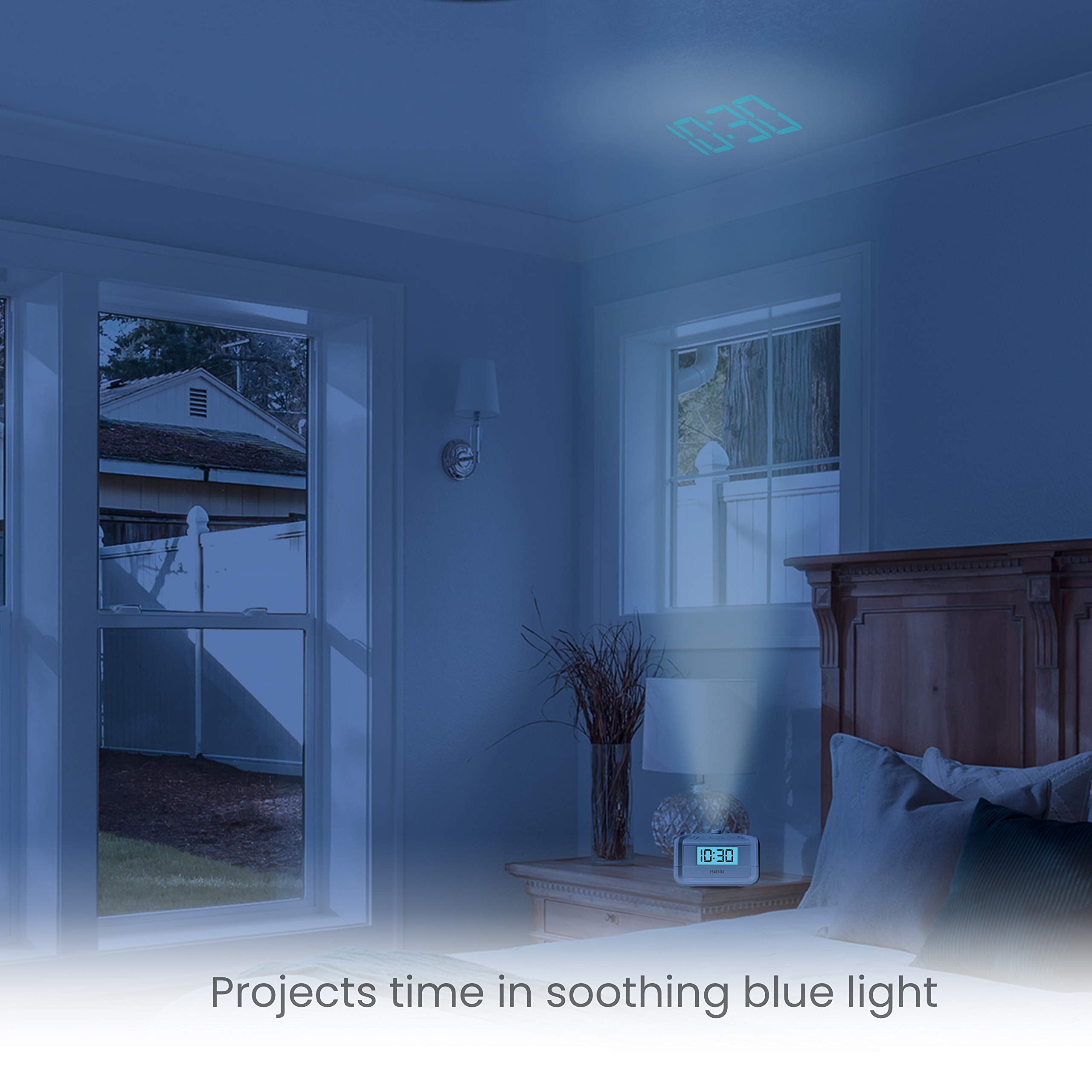 HoMedics SoundSpa proyección de tiempo en luz azul para ver la hora sin esfuerzo