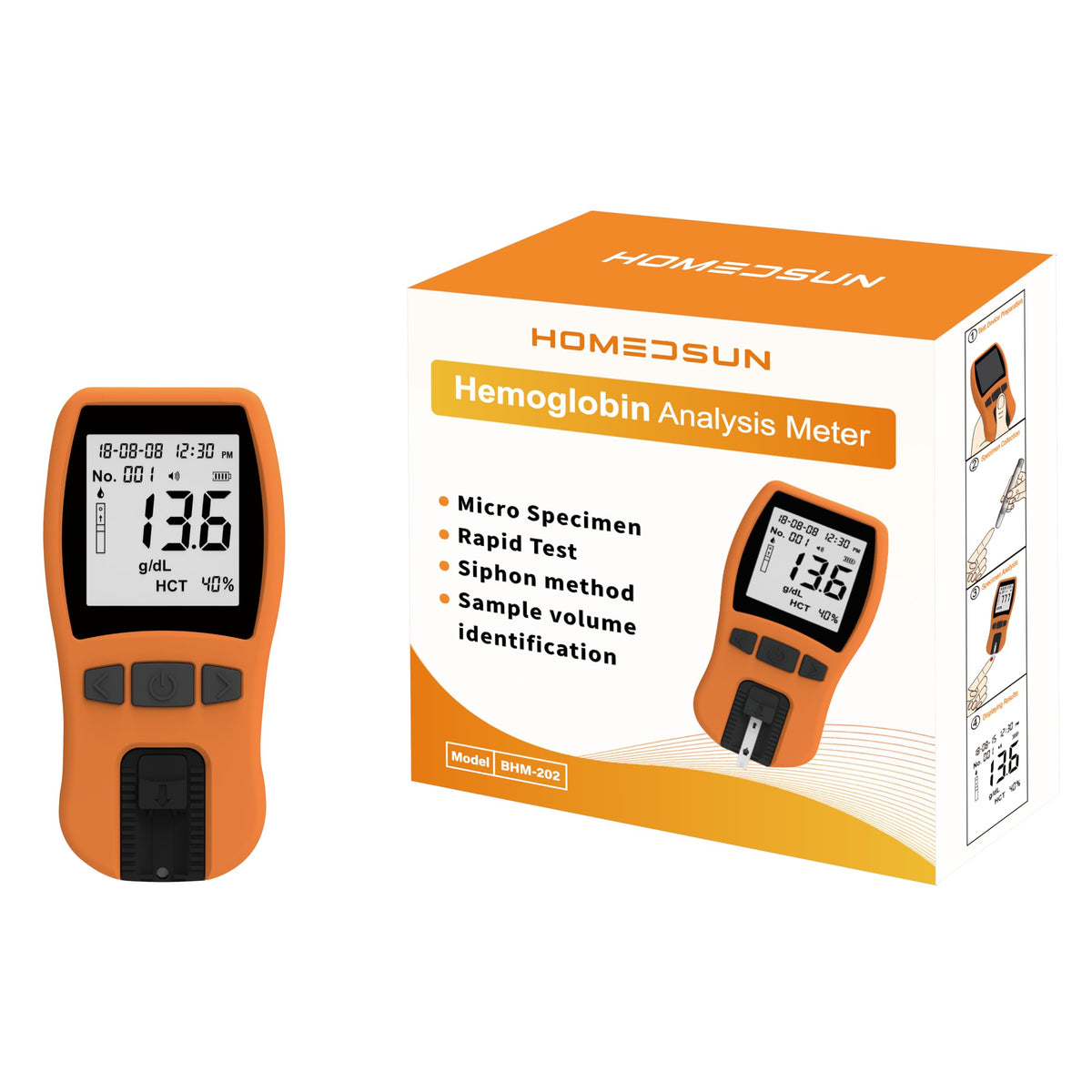 HOMEDSUN HSBHM-202 analizador de hemoglobina portátil para lecturas rápidas en casa