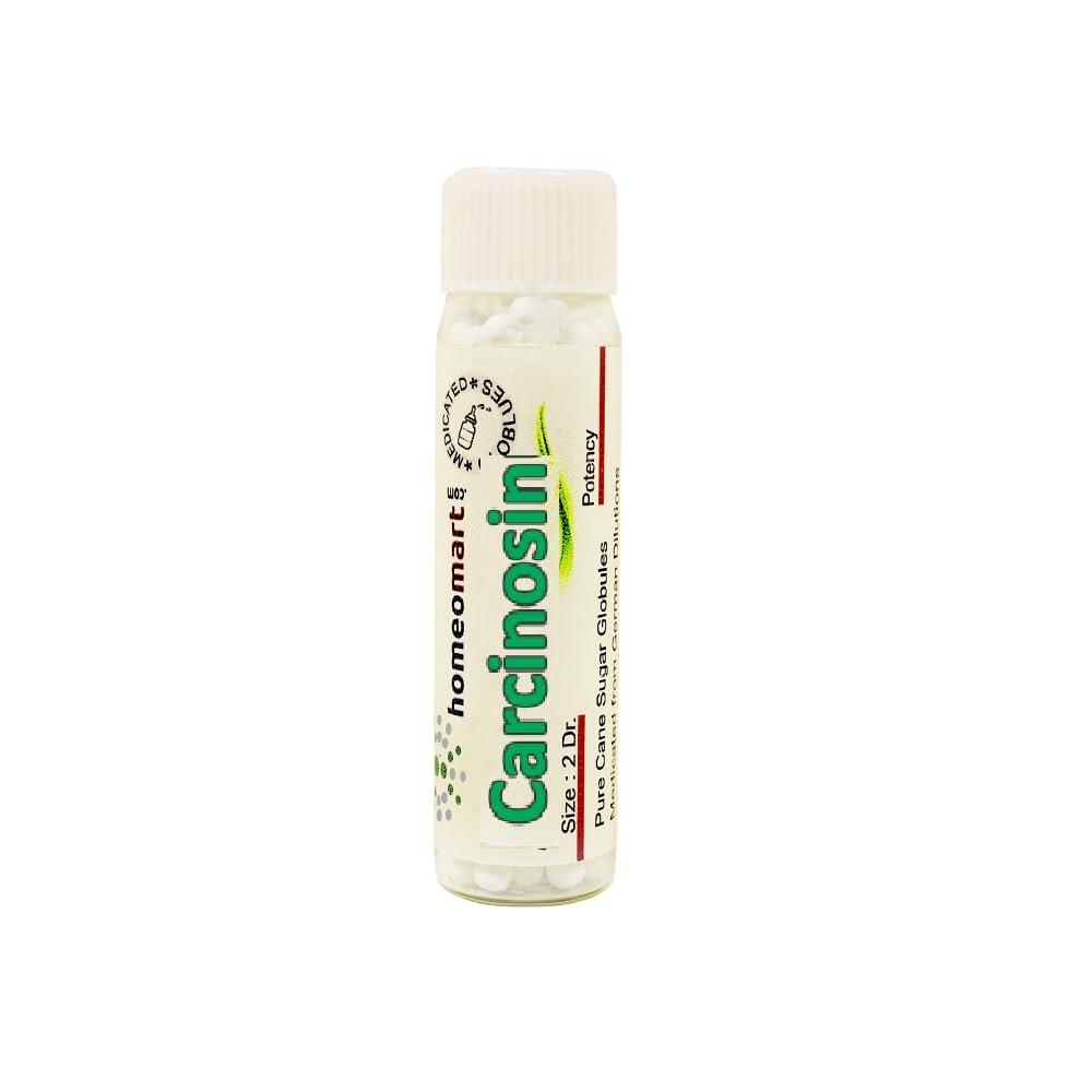 Homeomart Carcinosinum 1M, viales de vidrio para dosificación segura.