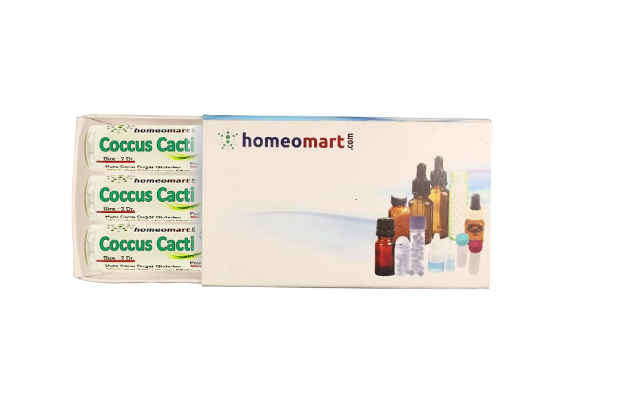 HomeoMart Coccus Cactis pellets en viales 2-dram para uso diario