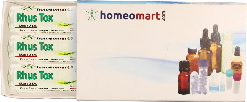 Homeomart Rhus Toxicodendron, frascos con globulos para uso diario suave.