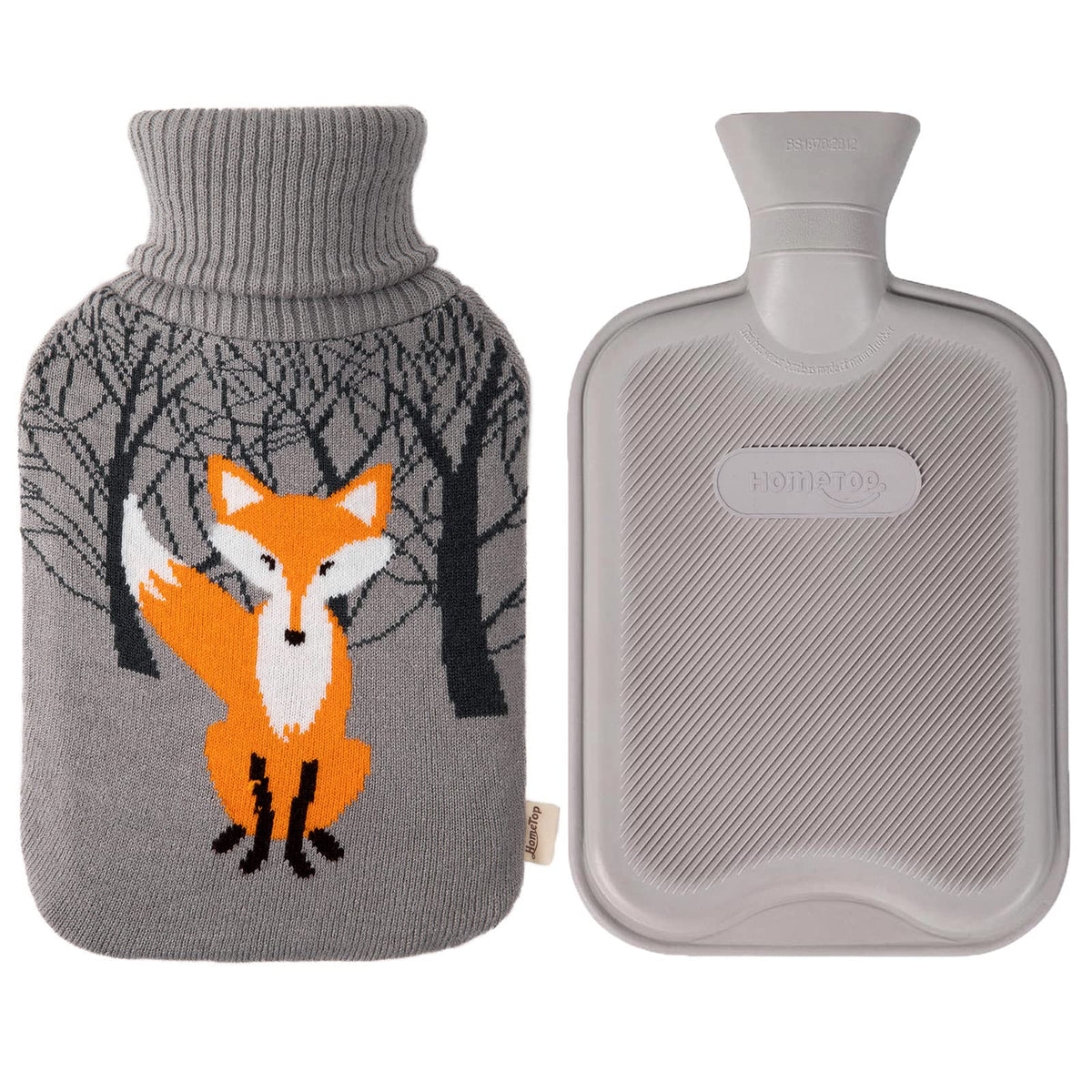 HomeTop bolsa de agua caliente con funda de zorro, calor suave para noches frías