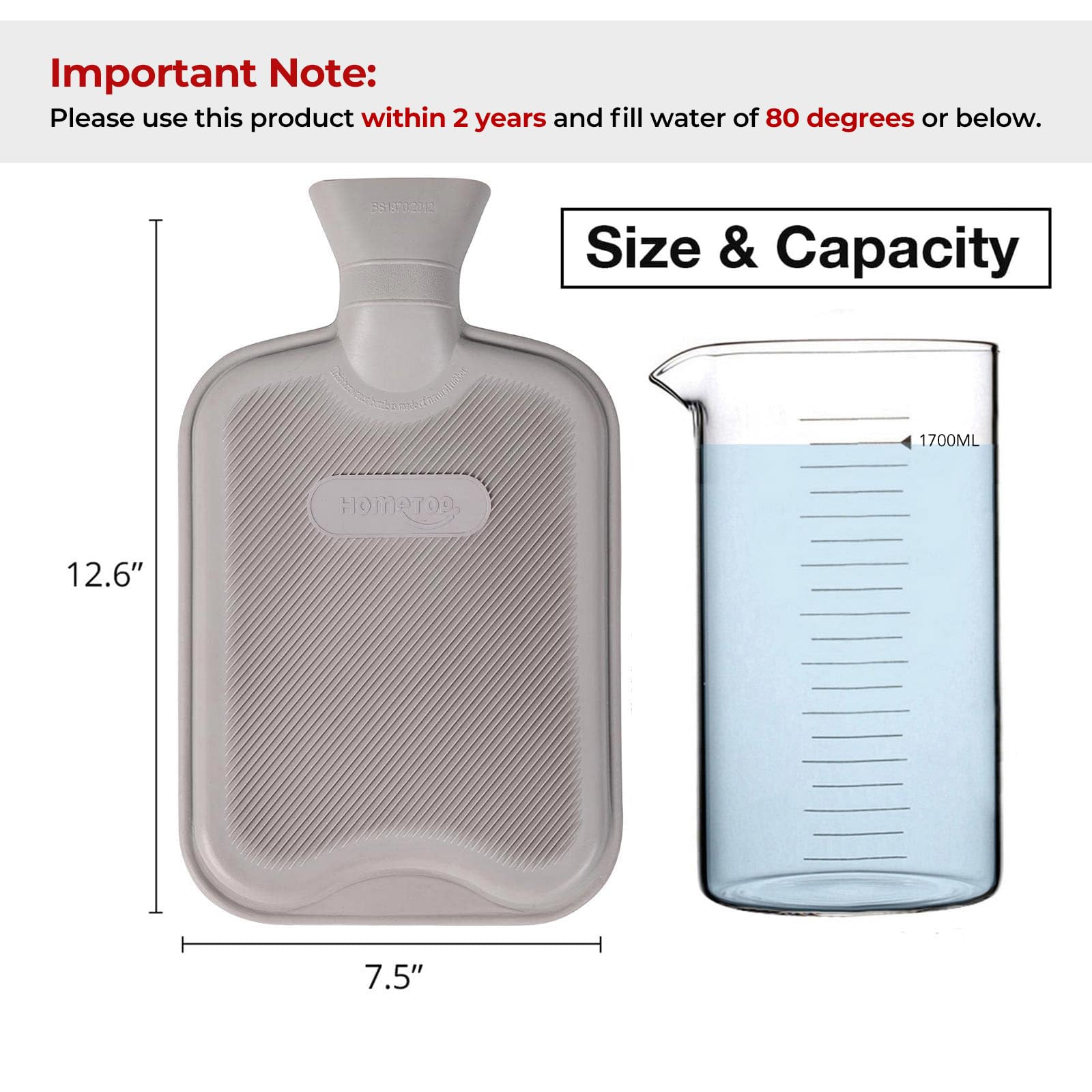 HomeTop bolsa de caucho con textura acanalada para retener calor
