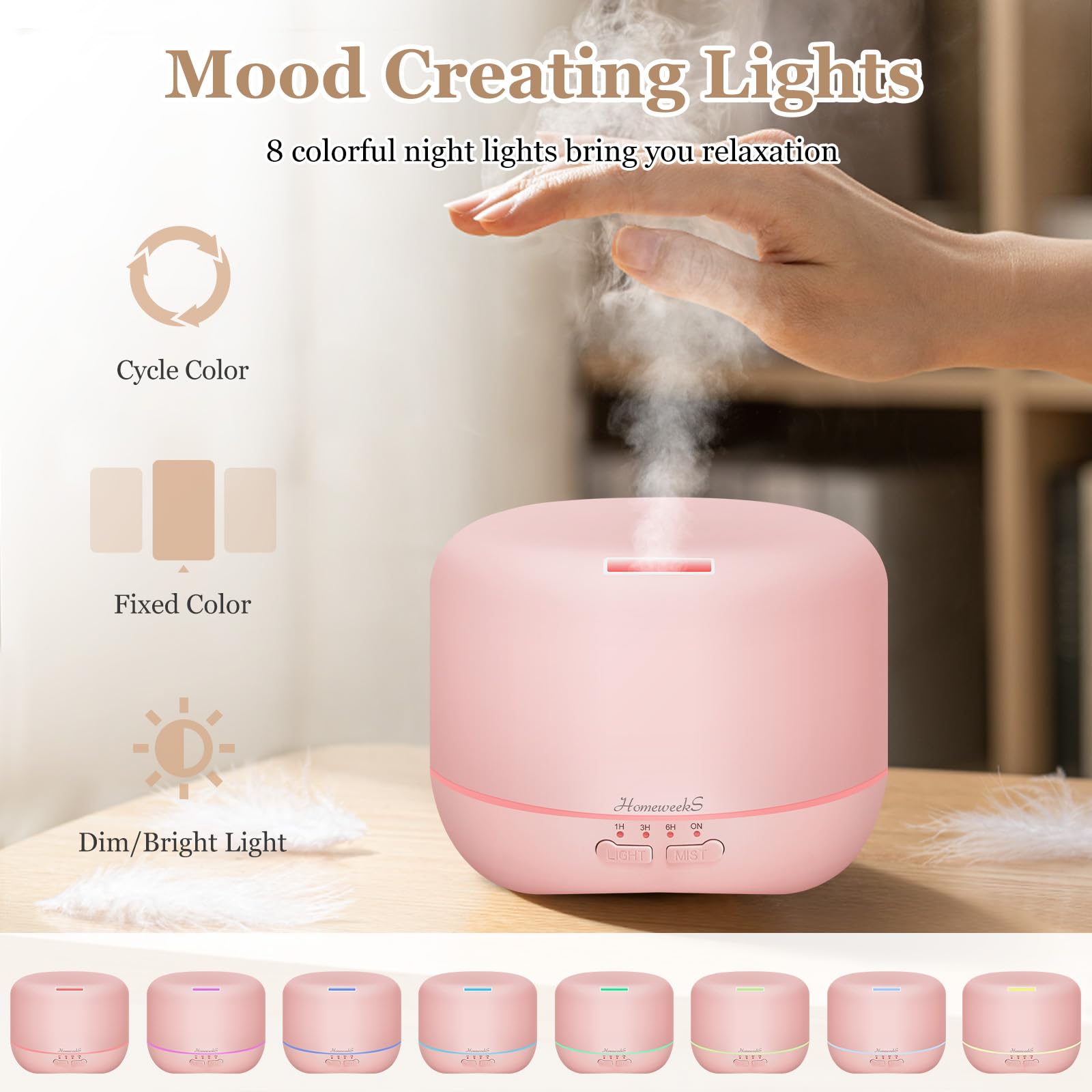 Homeweeks difusor rosa apagado automático al quedarse sin agua
